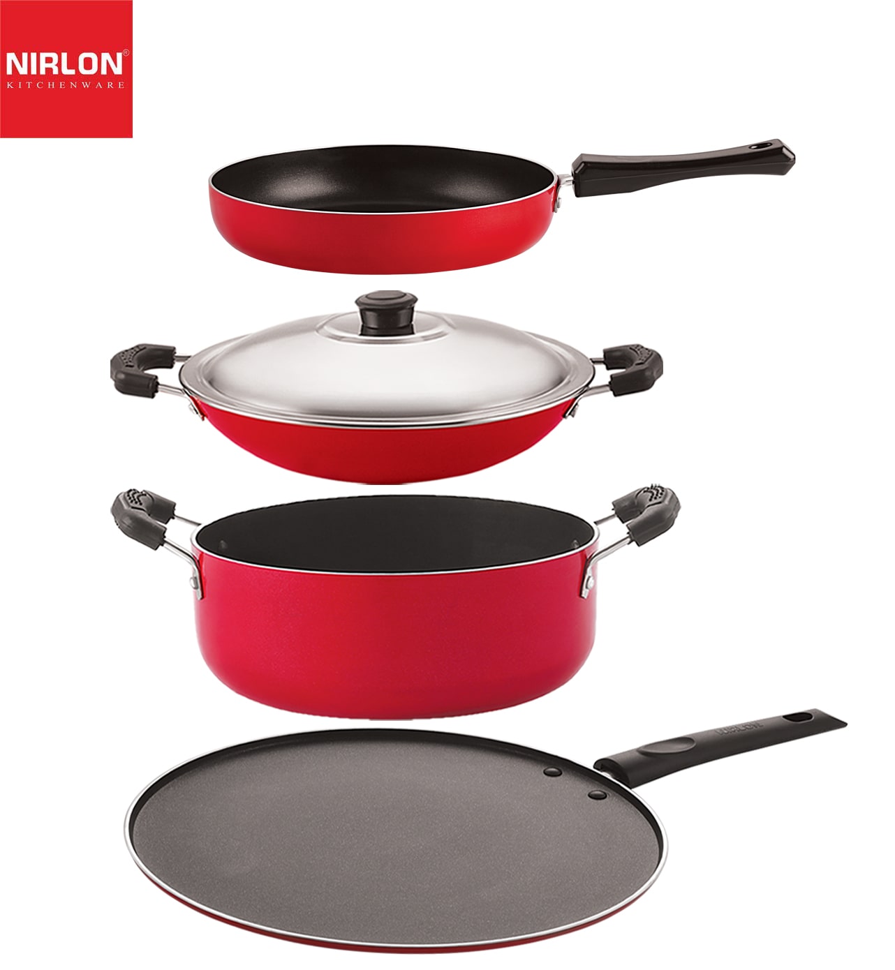 

Nirlon non stick aluminium kitchenware item cookware Set of 4 pcs
