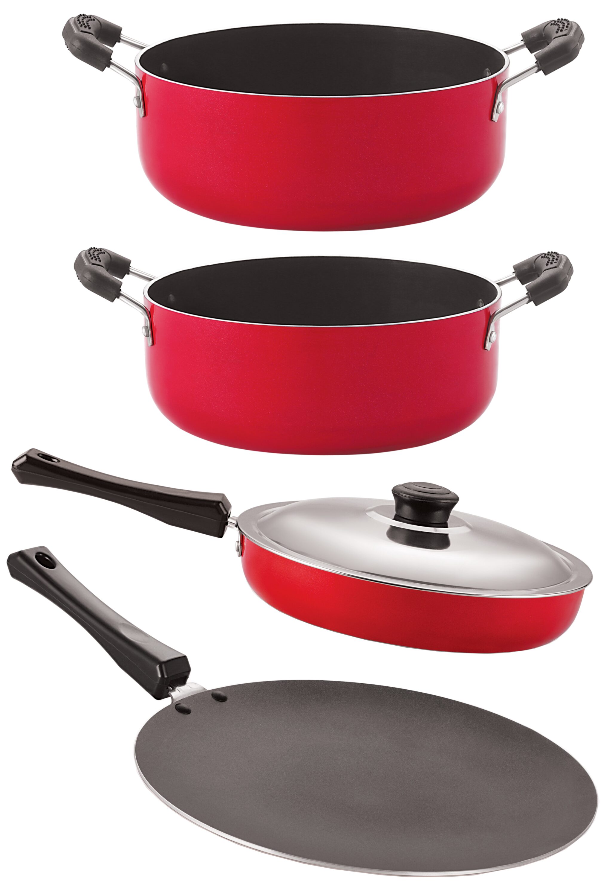 

Nirlon Non-Stick Aluminium Heat Resistance Cookware Set with Bakelite Handle 4 pcs