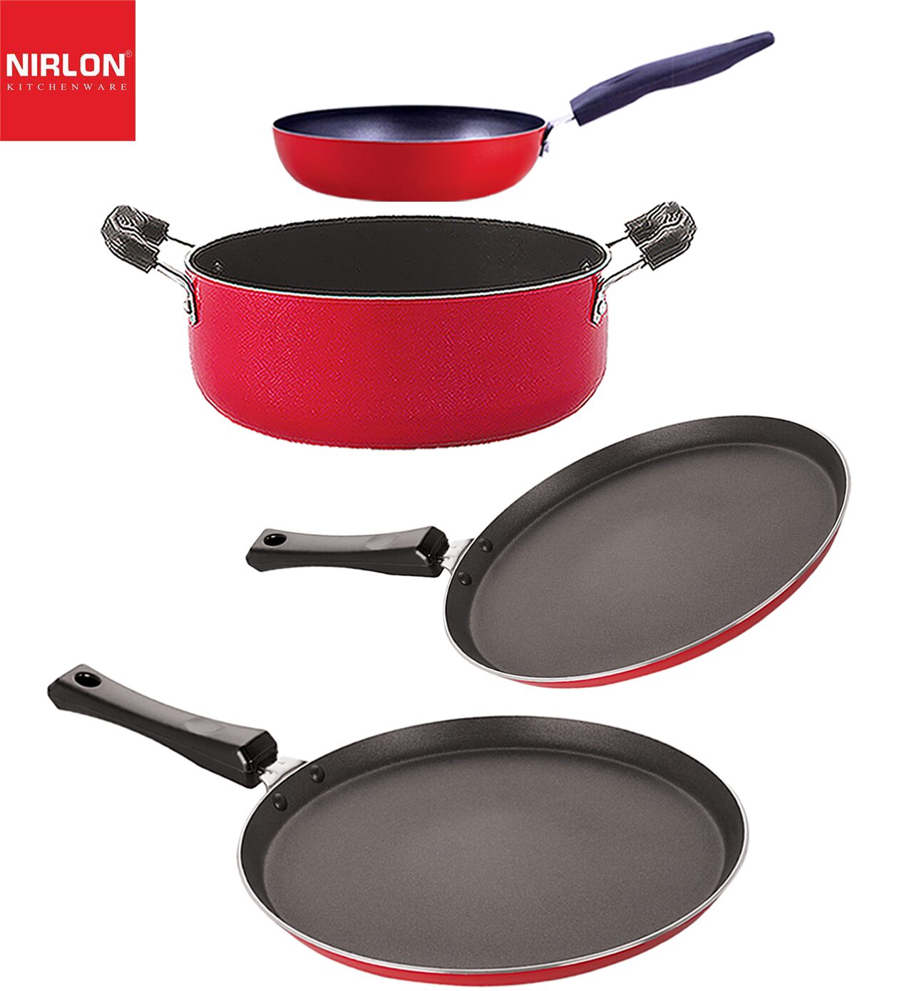 

Nirlon Non Stick Combo Aluminium Cookware Set of 4 pcs