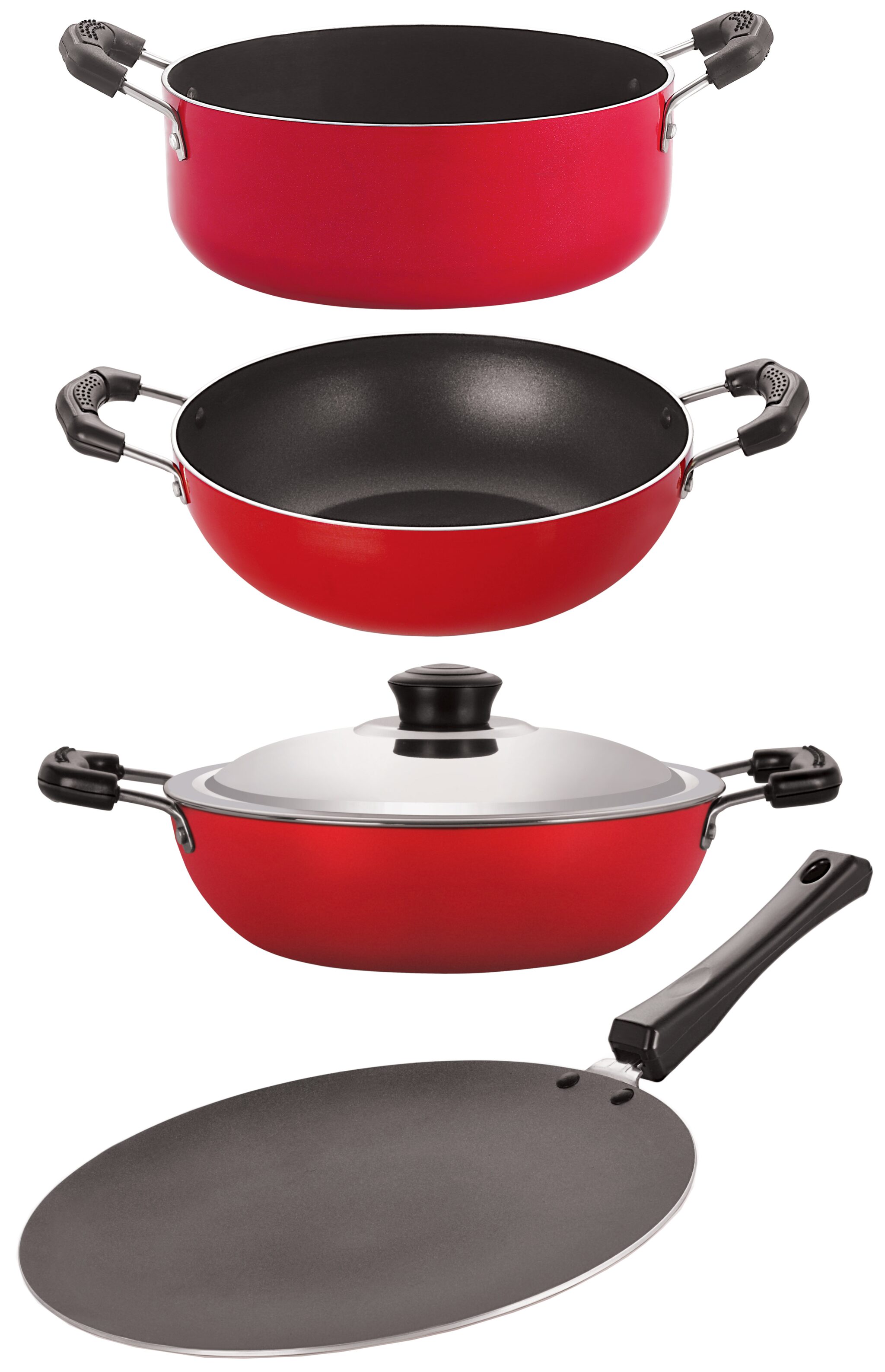 

Nirlon Non stick Aluminium Cookware Essential GiftSet with Bakelite Handle CT12 KD11 DKD