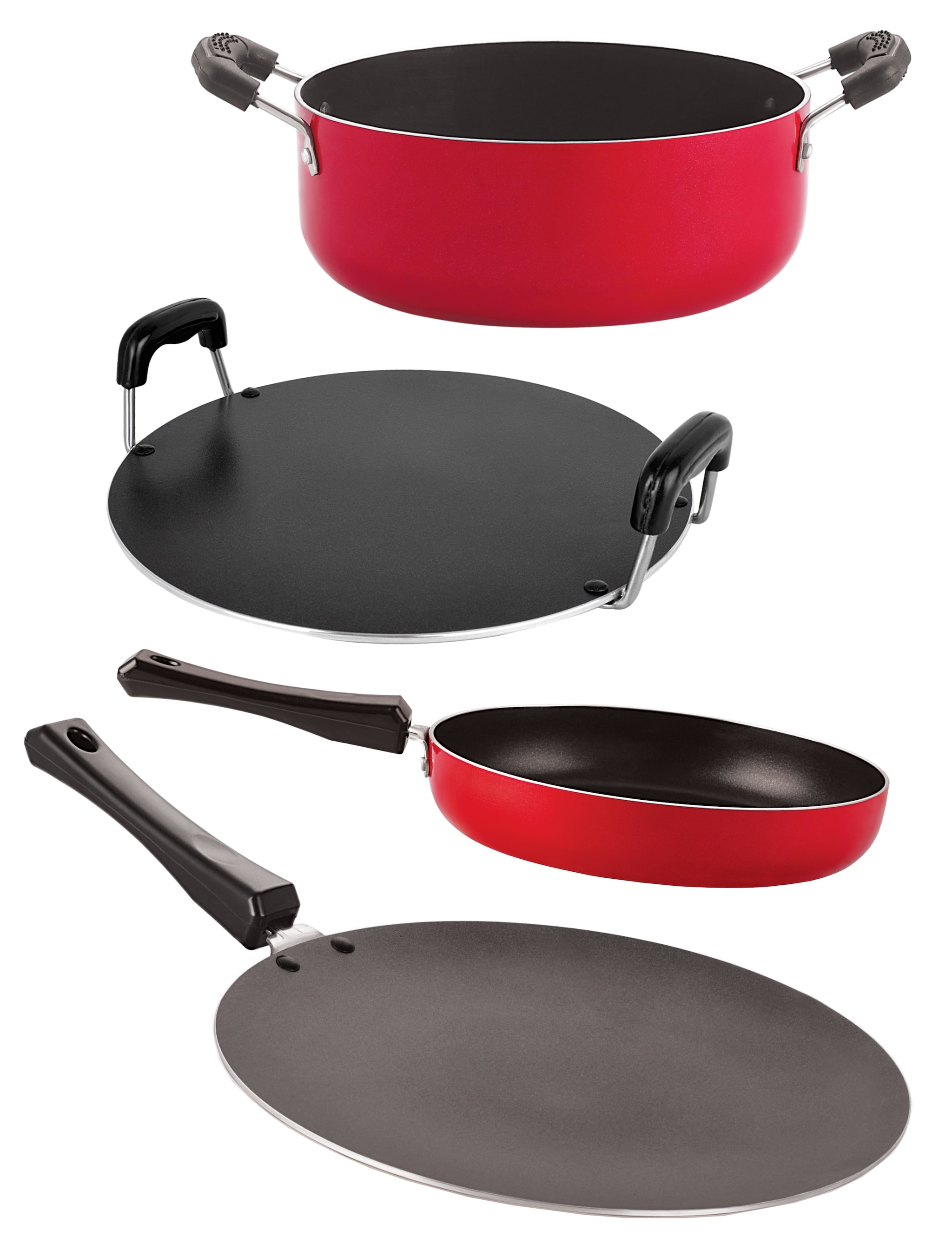 

Nirlon Non-Stick Cookware Kitchen 4 pcs Aluminium Cooking Essential Combo Set