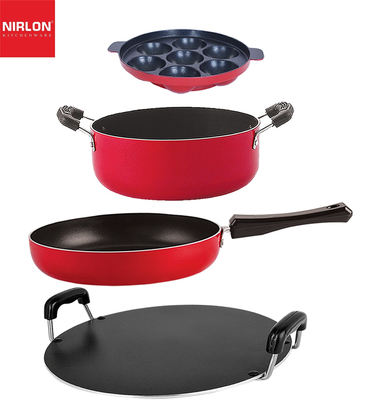

Nirlon Non Stick Combo Aluminium Cookware Set of 4 pcs
