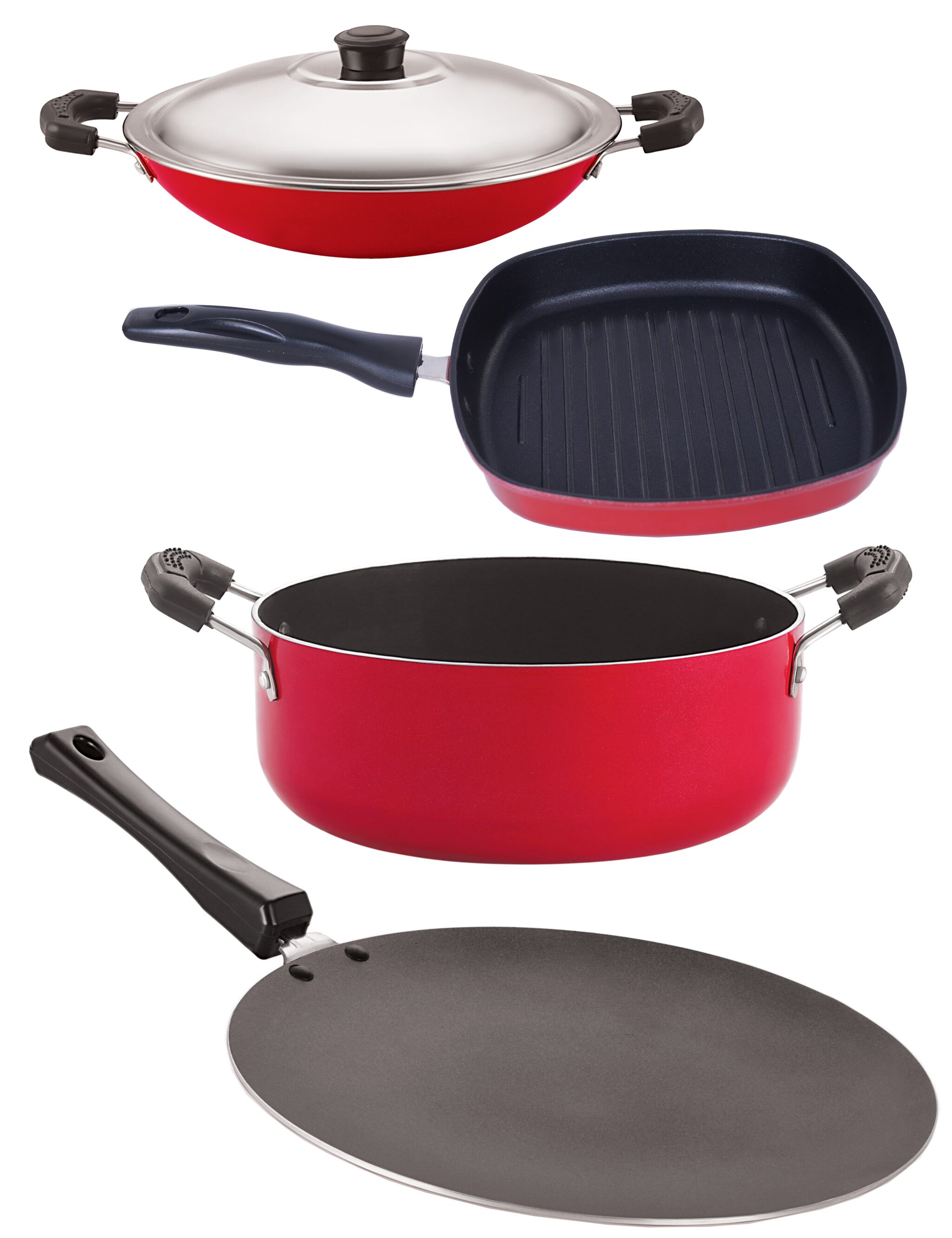 

Nirlon Non-Stick Aluminium Cookware Essential Combo Gift Set Offer with Bakelite Handle