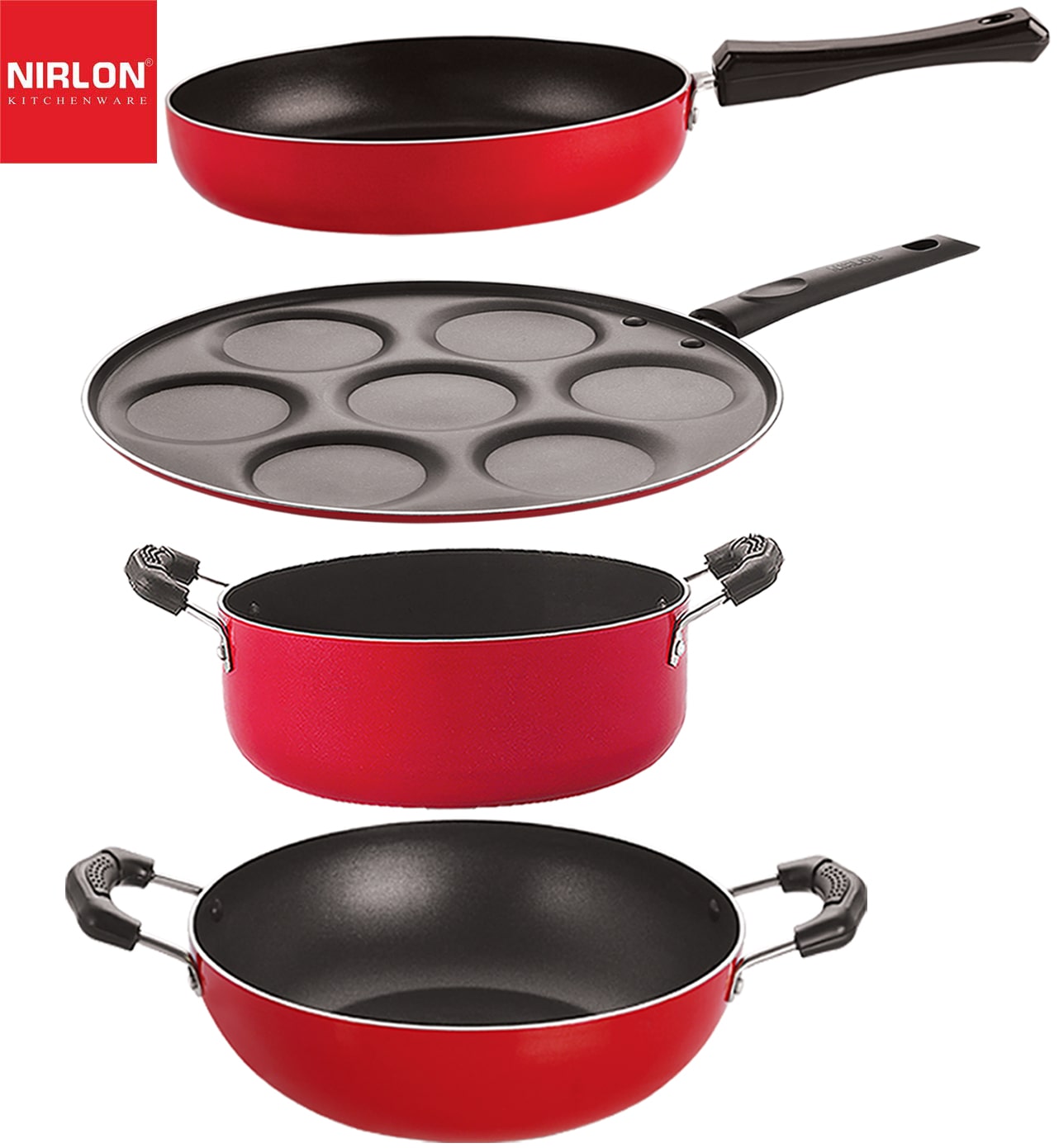 

Nirlon Non-Stick Aluminium Cookware Set of 4 pcs