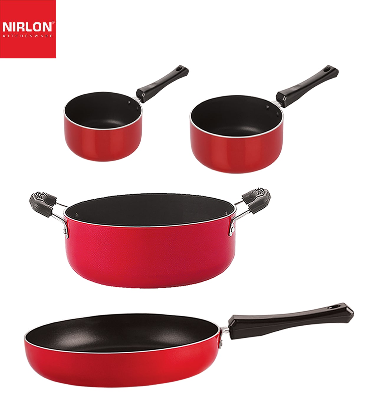 

Nirlon Non stick Coated Heat Resistance Pfoa Free Aluminium Kitchenware Gift Set of 4 pcs