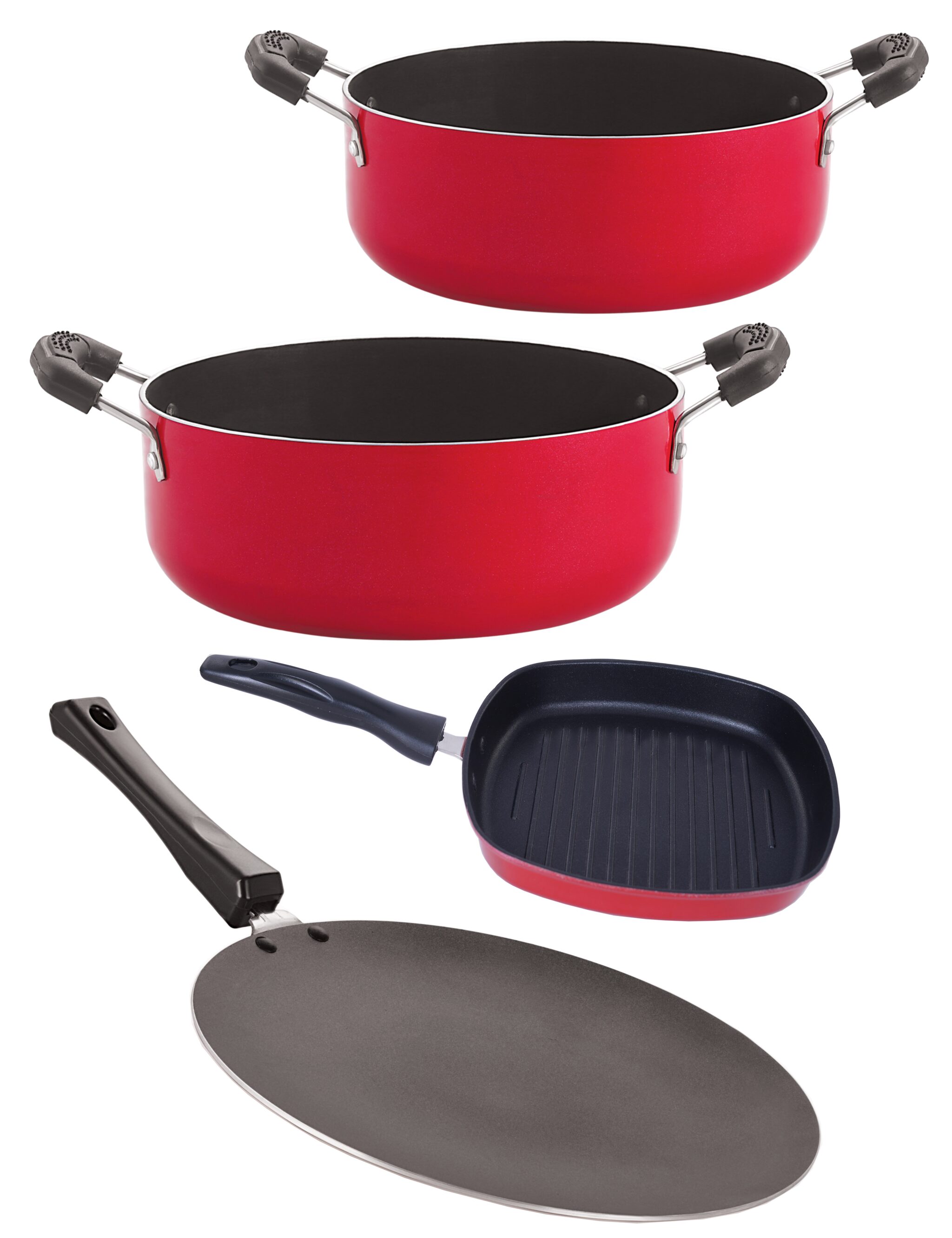 

Nirlon Non-Stick PFOA Free 4 Piece Gas Compatible Cookware Utensil Item Set with Supreme Quality