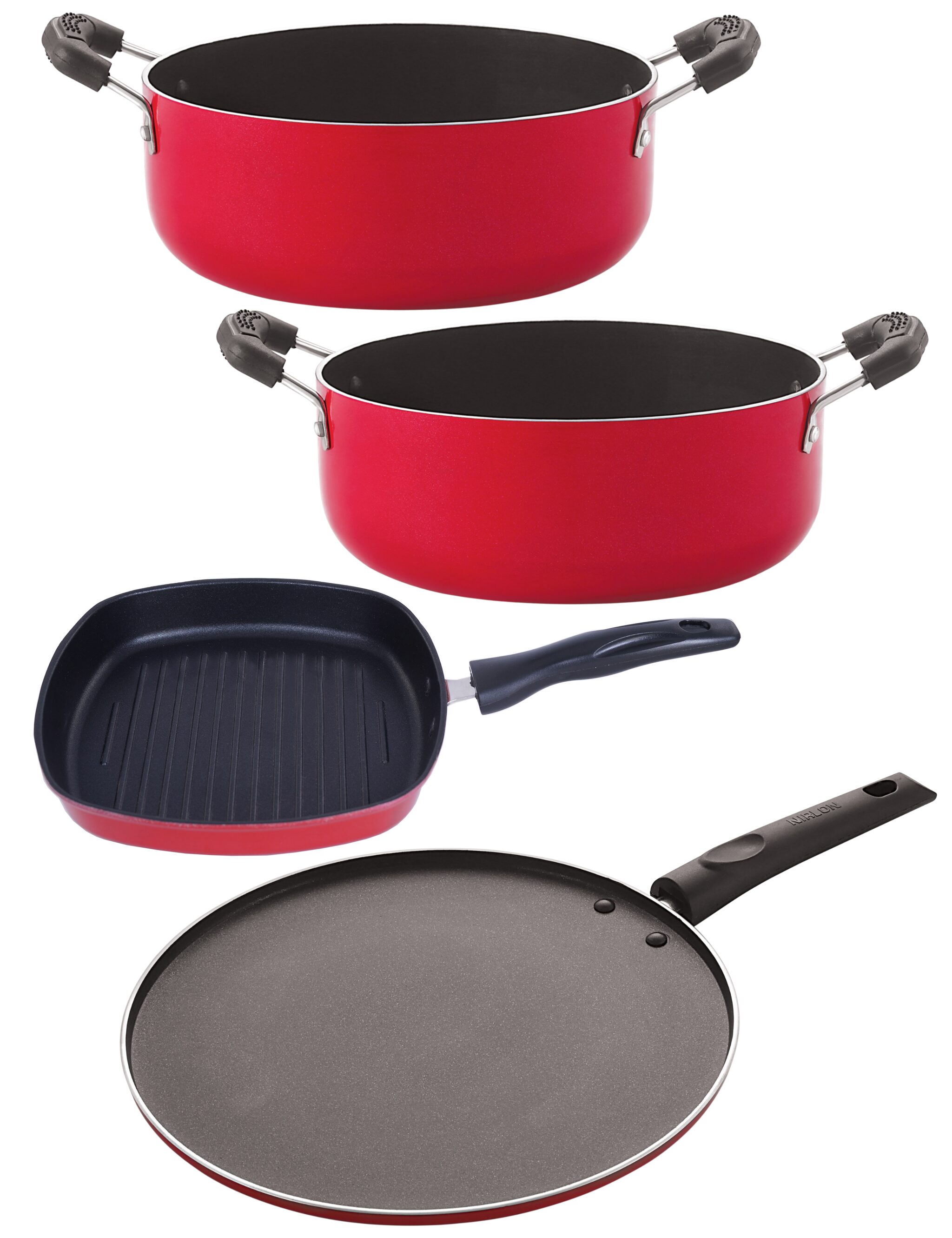 

Nirlon Non-Stick Aluminium Odor Free 4 Piece Chemical Free Kitchenware Combo Item Set