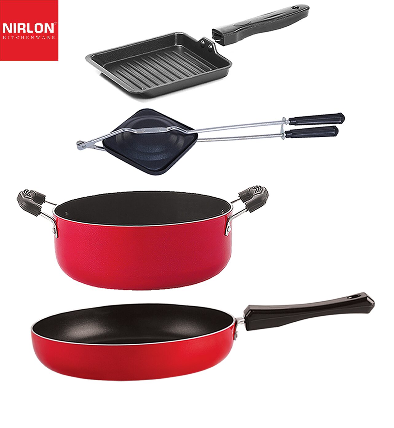 

Nirlon Non-Stick Coated Dishwasher Safe Aluminium Kitchen Utencils Set of 4 pcs