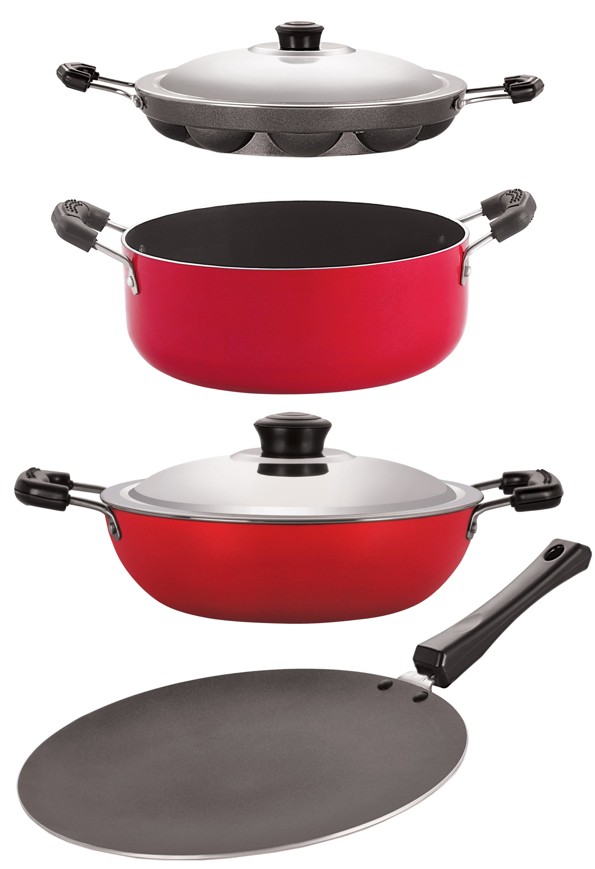 

Nirlon Non-Stick Kitchen Cookware 4 pcs Set Pots and Pans