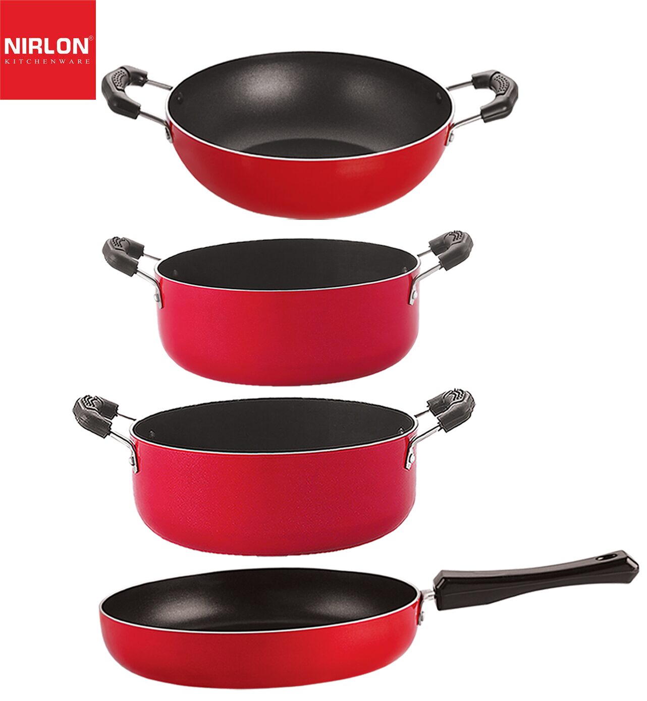 

Nirlon Non stick Bpa Free Aluminium Kitchen Cooking Essential Set of 4 pcs