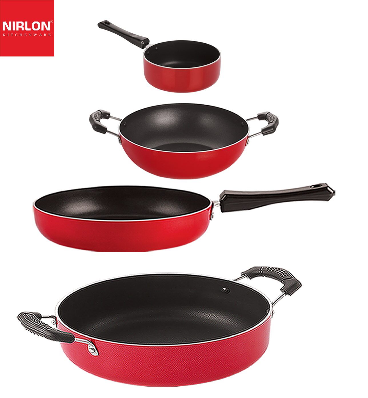 

Nirlon Non stick Cooking Pan and Pot Utensils Gift Kitchen Set of 4 pcs