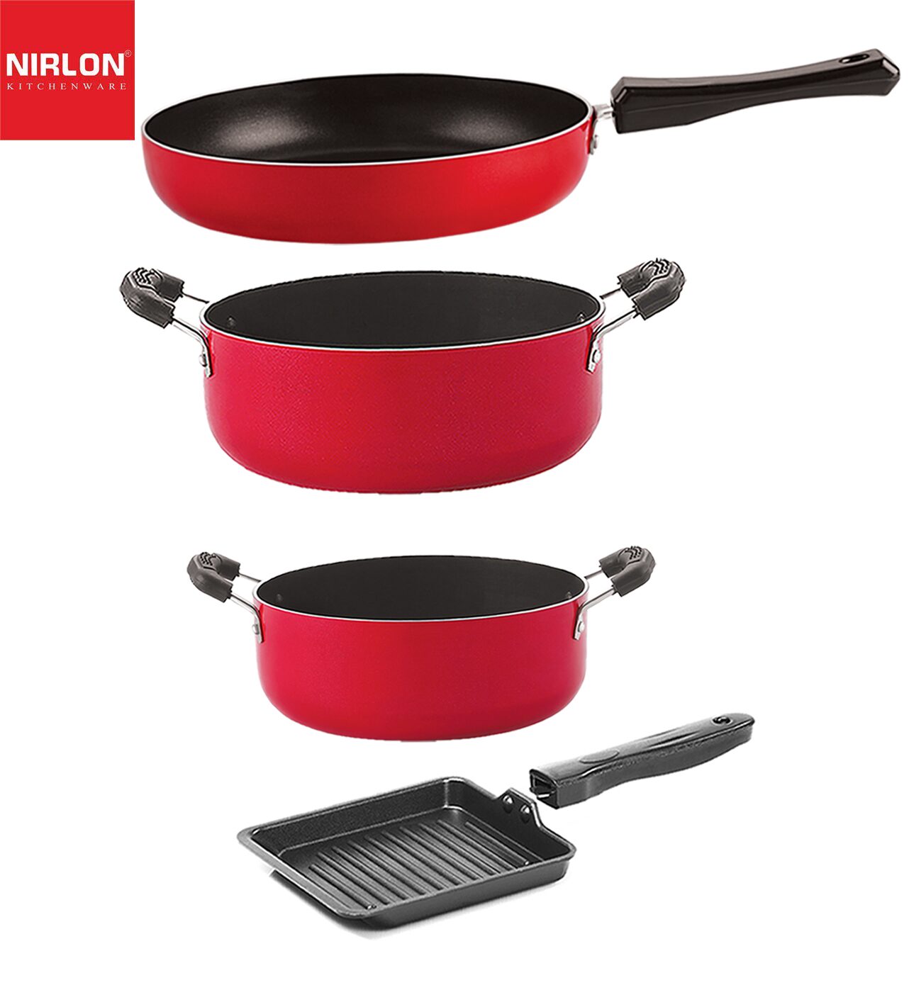 

NIRLON Non-Stick Chemical-free Aluminium Healthy Kitchenware Set of 4 pcs