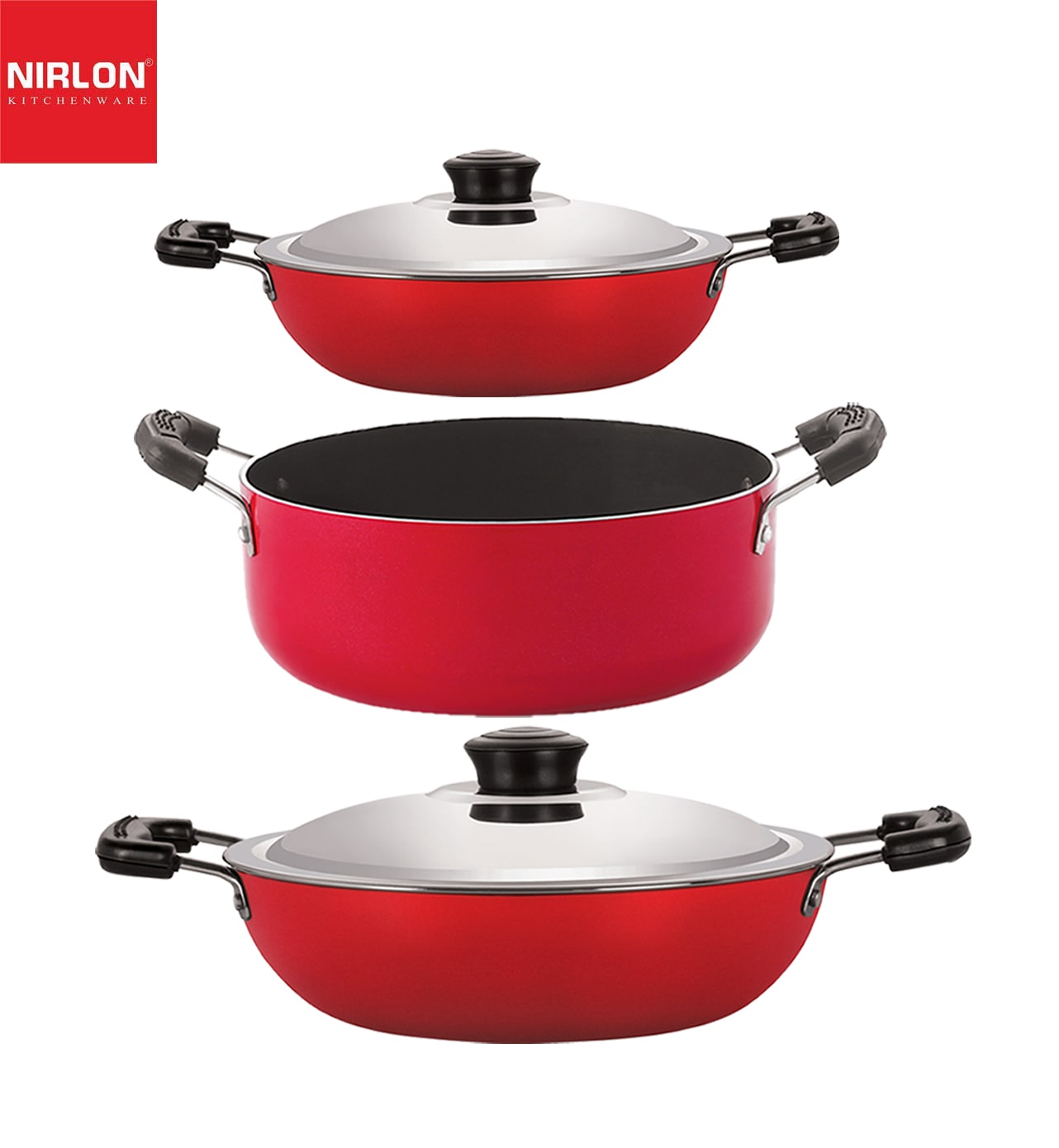 

Nirlon non stick aluminium kitchenware item cookware Set of 3 pcs