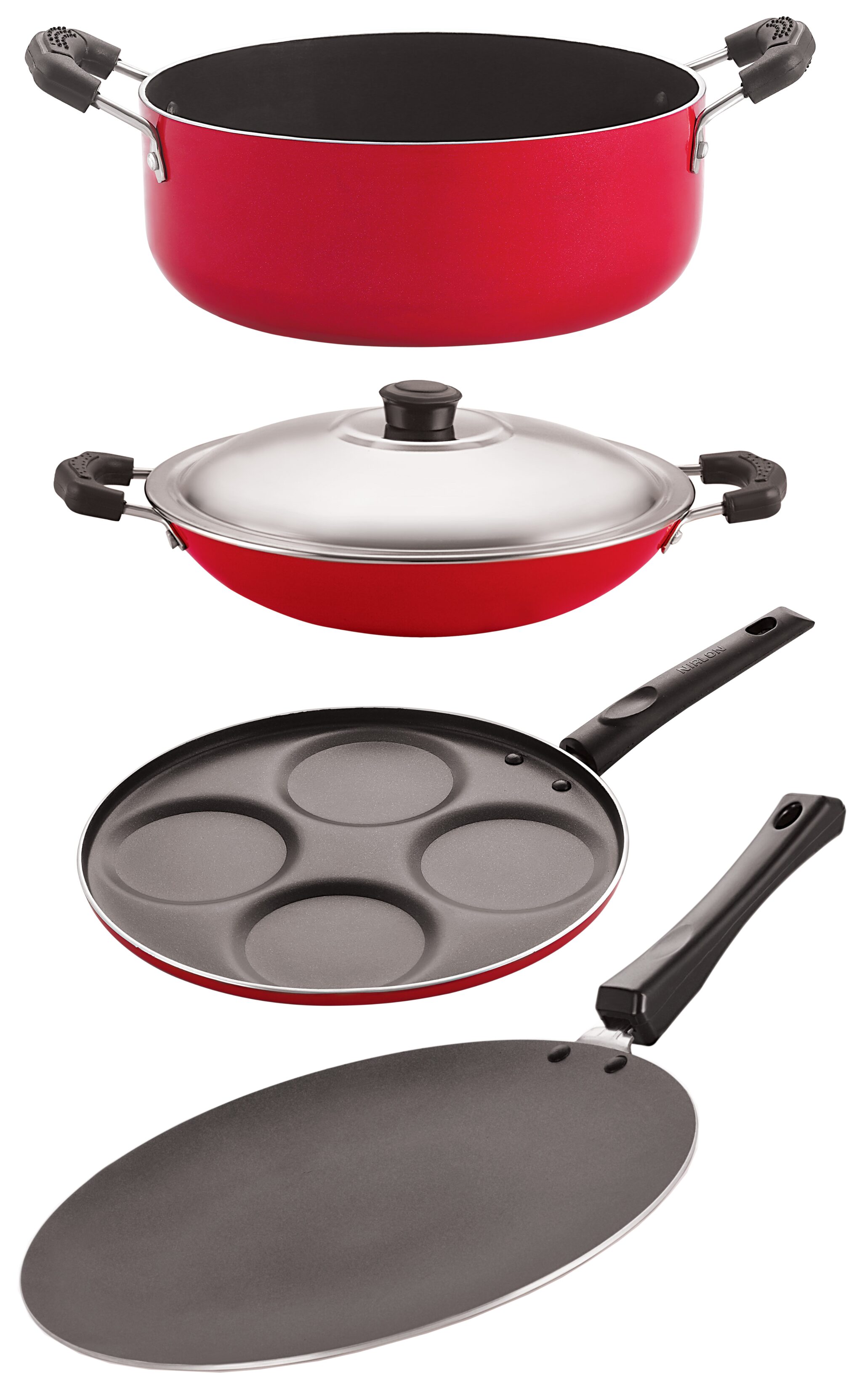 

Nirlon Non-Stick Aluminium Heat Resistance Cookware 4 pcs Set with Bakelite Handle