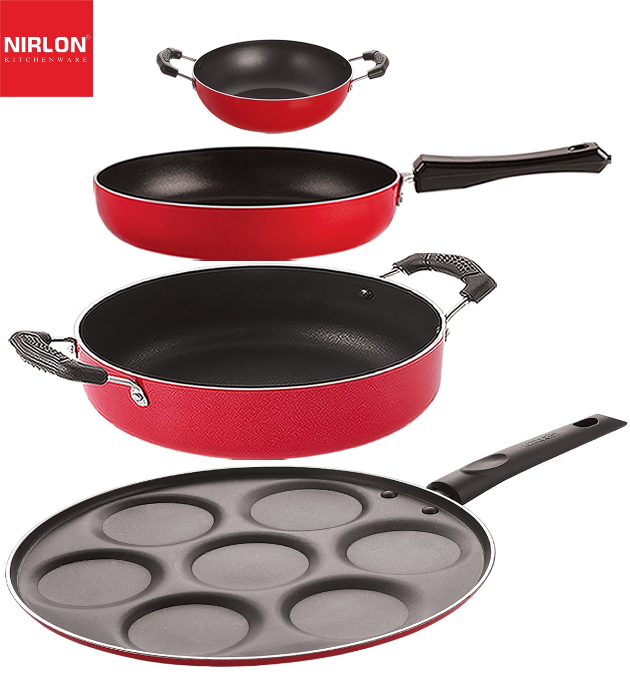 

Nirlon Non-Stick Spiral Bottom Heat Resistance Cookware Combo Set of 4 pcs Offer