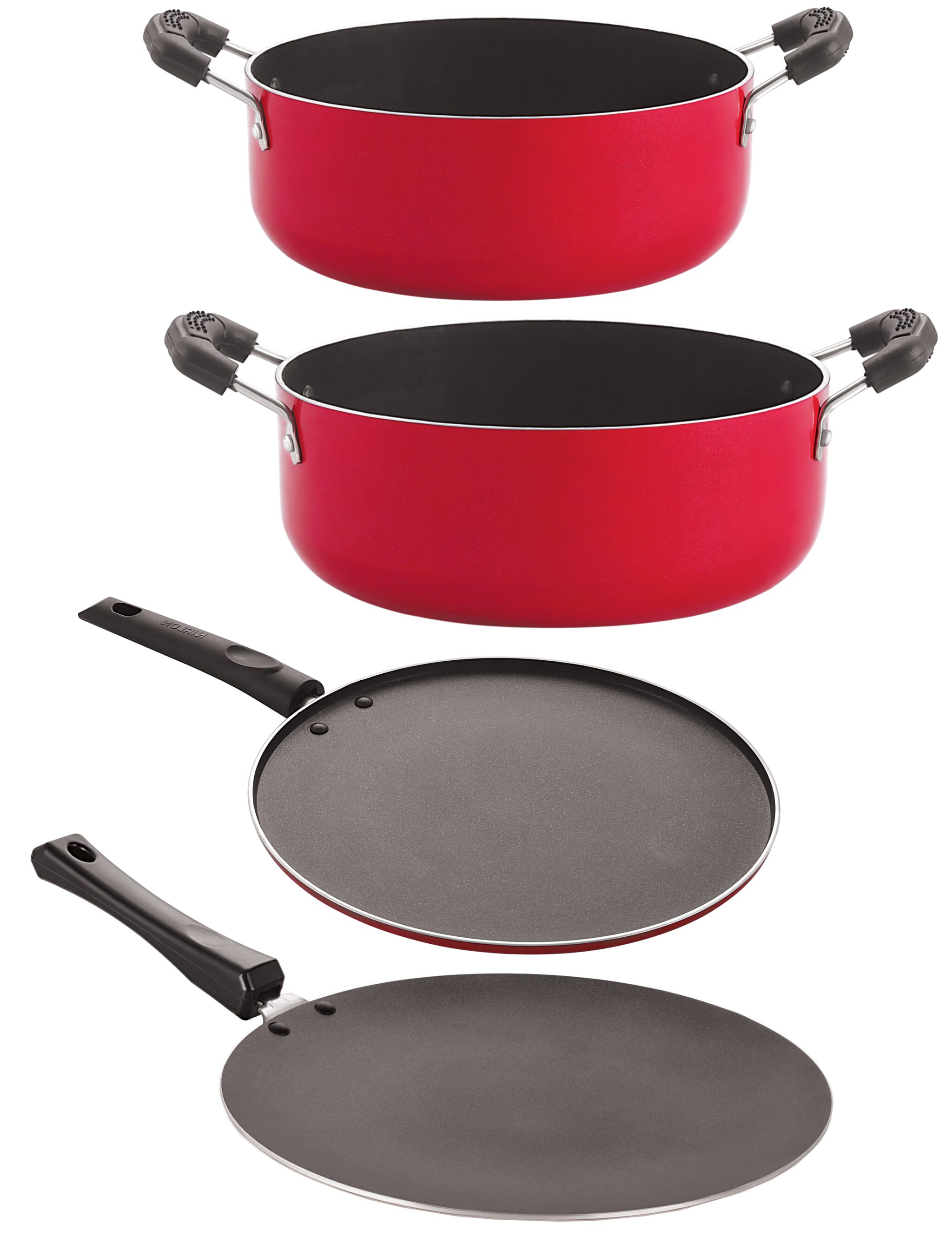 

Nirlon Non-Stick Aluminium Cookware Set 4-pcs Red Black