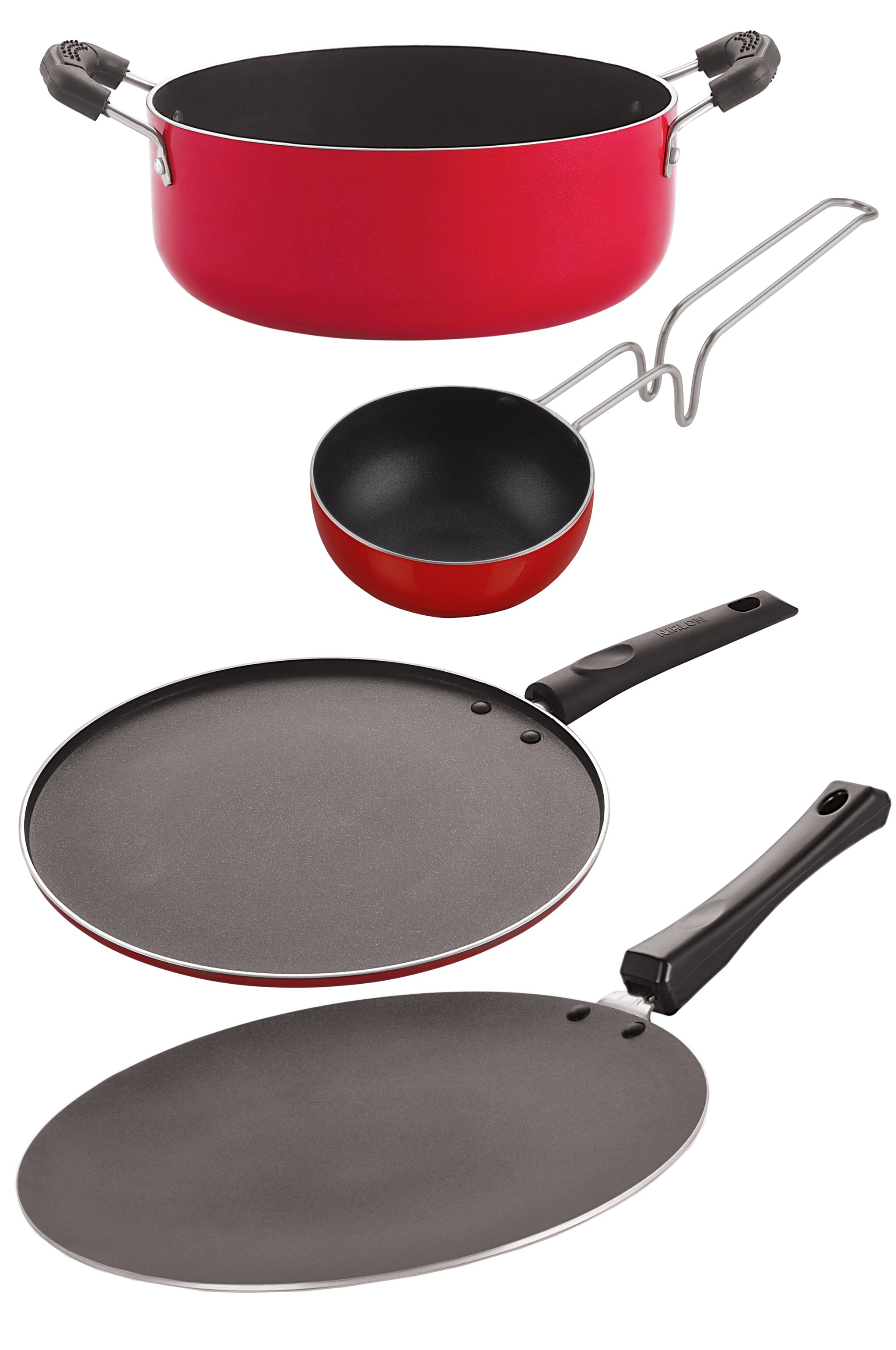 

Nirlon Non stick Cookware Pots Pan Gift Set with Bakelite Handle 4 pcs
