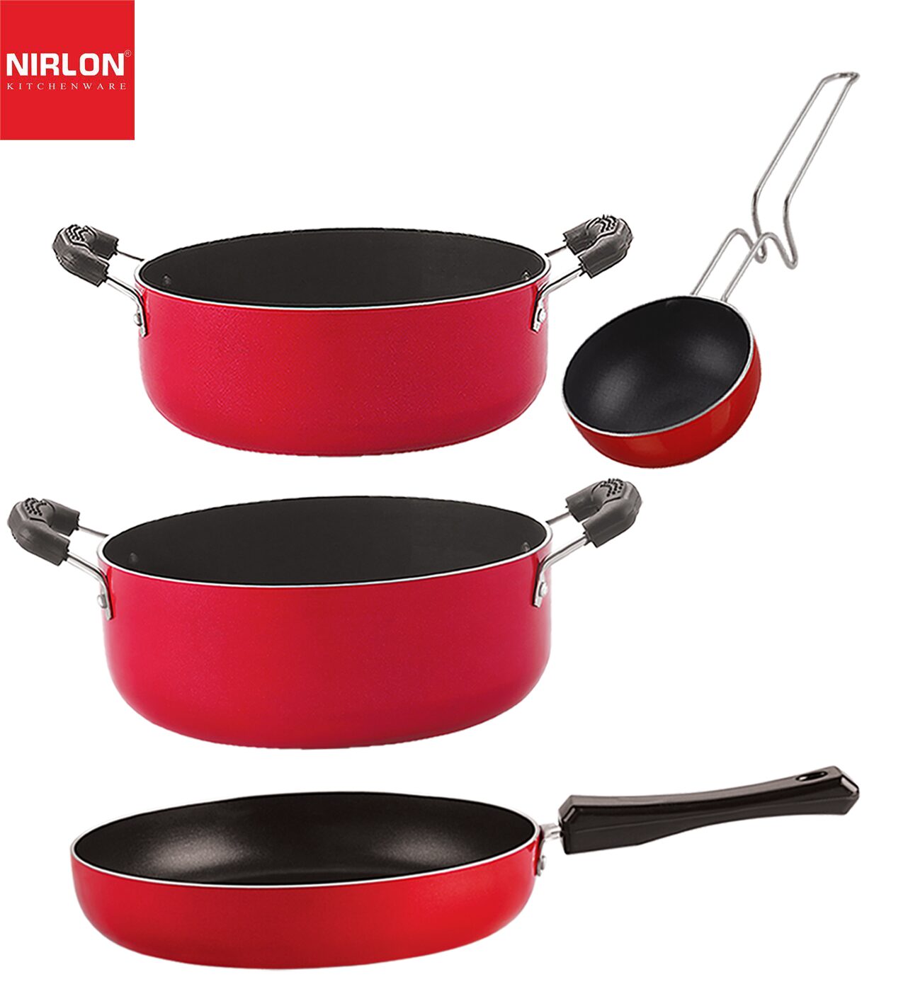 

Nirlon Non-Stick Aluminium Cookware Essential Combo Gift Set of 4 pcs with Bakelite Handle