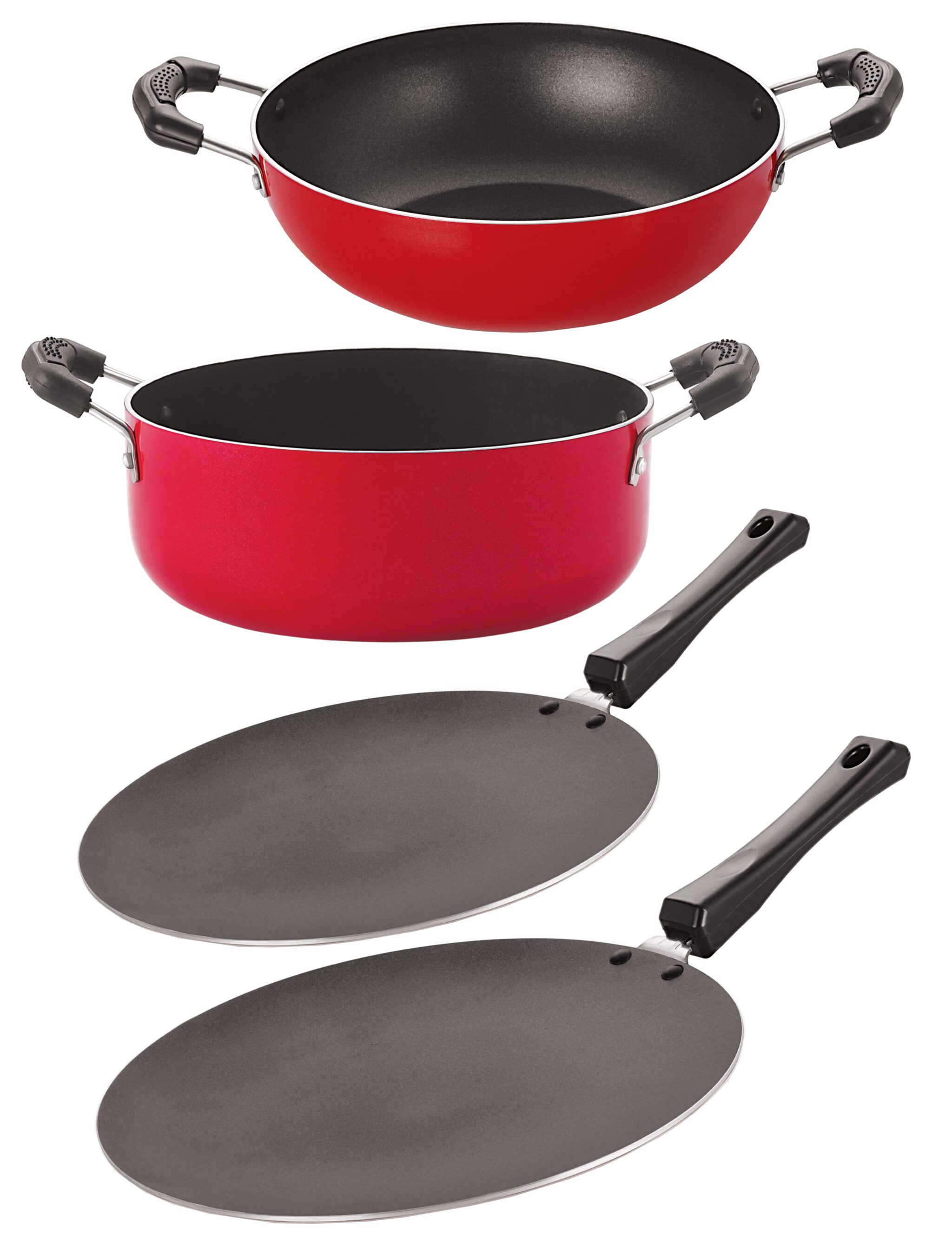 

Nirlon Non Stick 4 Piece Combo Cookware Set Aluminium Red Black
