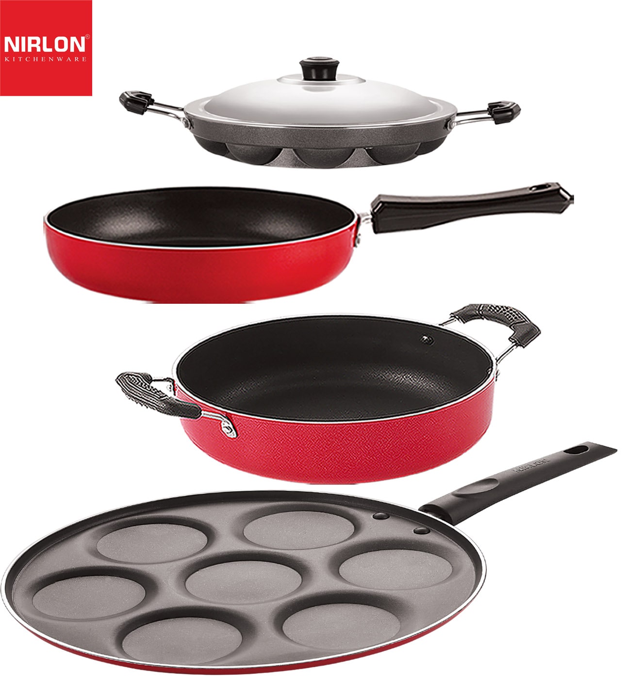 

Nirlon Non-Stick Spiral Bottom Heat Resistance Cookware Combo Set of 4 pcs Offer