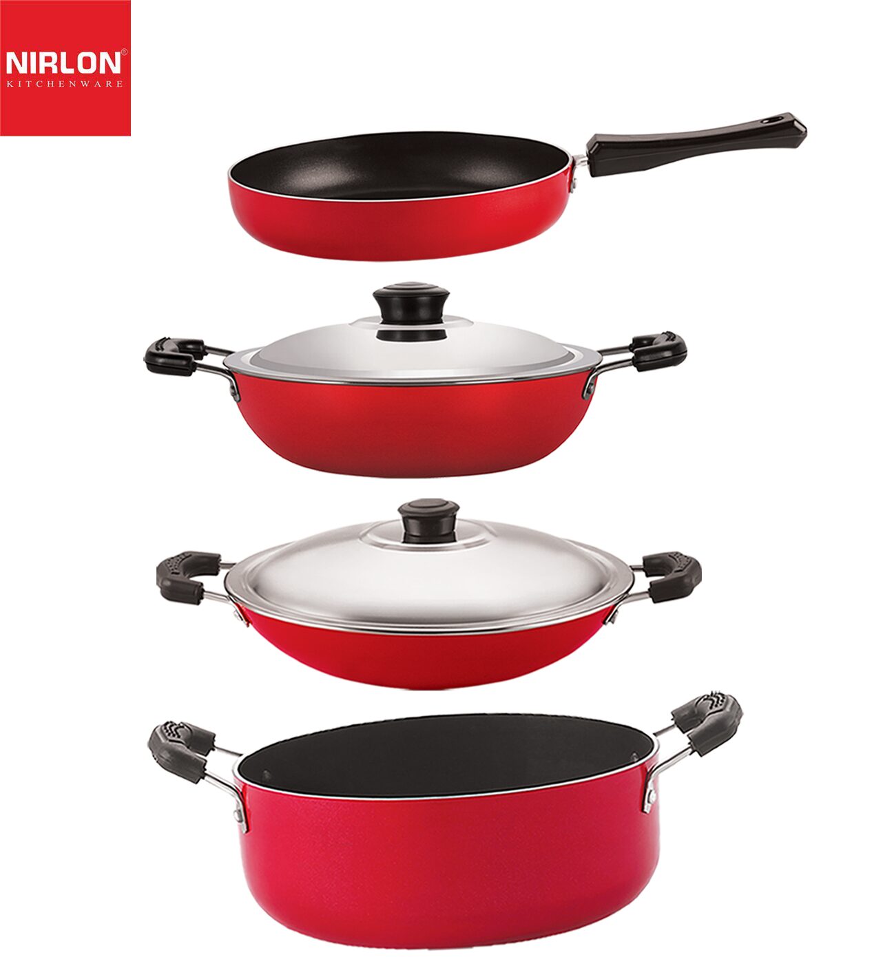 

Nirlon Non stick Cookware Kitchen Cooking Essential Gift Set of 4 pcs