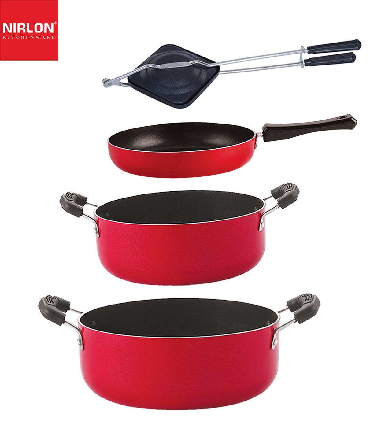 

Nirlon Non-Toxic Oil Free Non stick Cookware Essential Gift Set of 4 pcs with Bakelite Handle