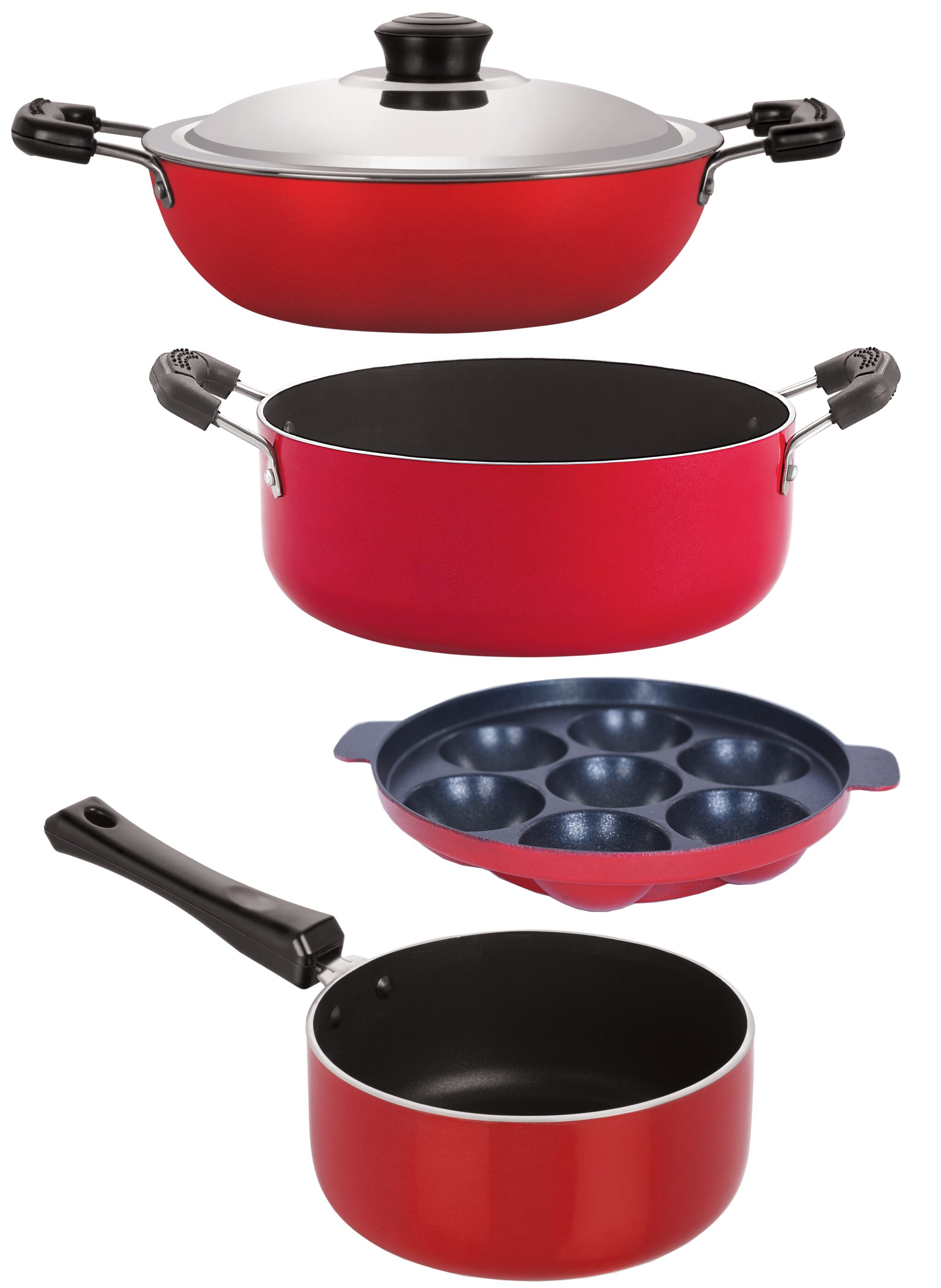 

Nirlon Non-Toxic Oil Free Non stick Cookware Essential Gift Set of 4Pcs with Bakelite Handle