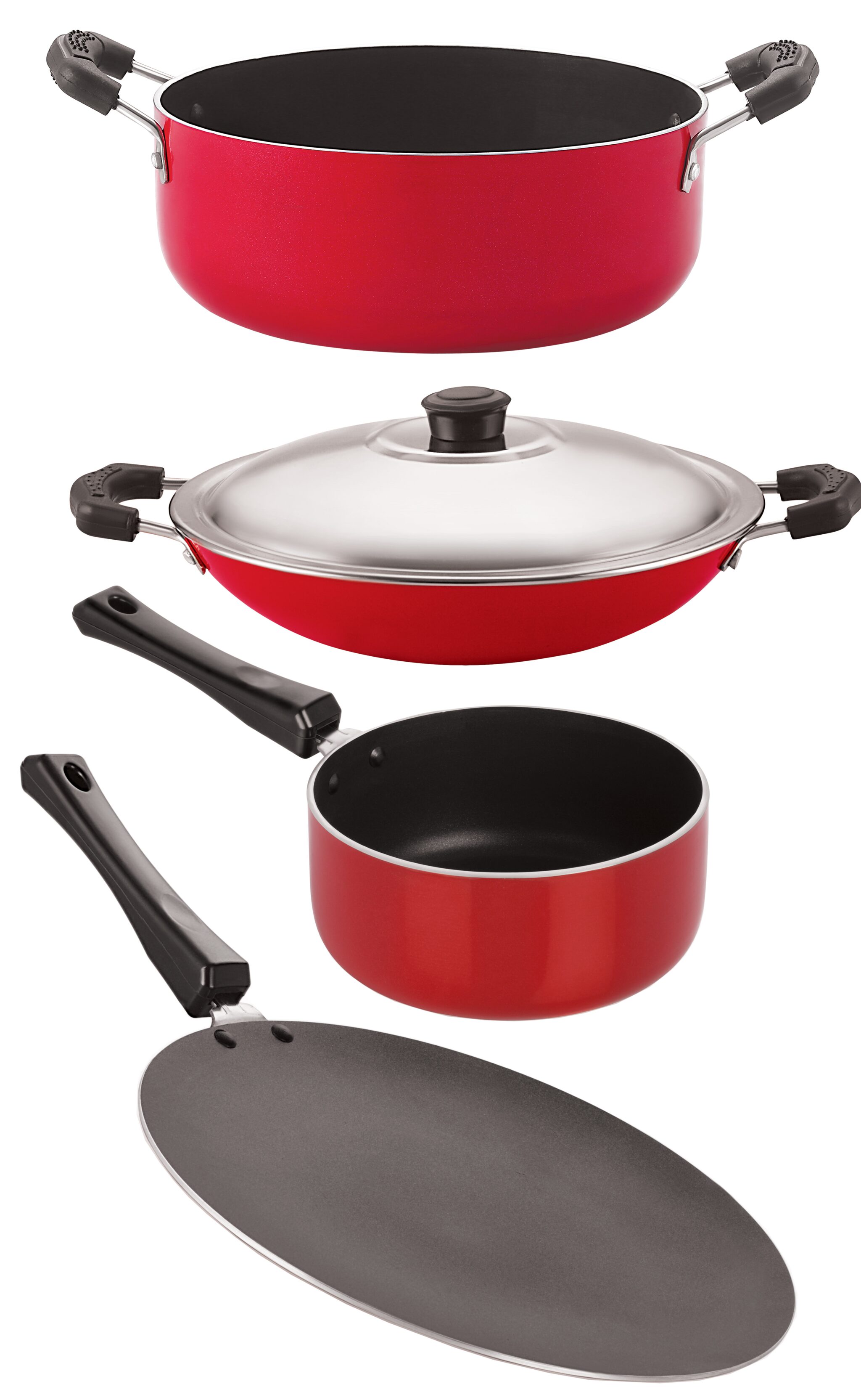 

Nirlon Non-Toxic Oil Free Nonstick Cookware Essential Gift 4 pcs Set with Bakelite Handle