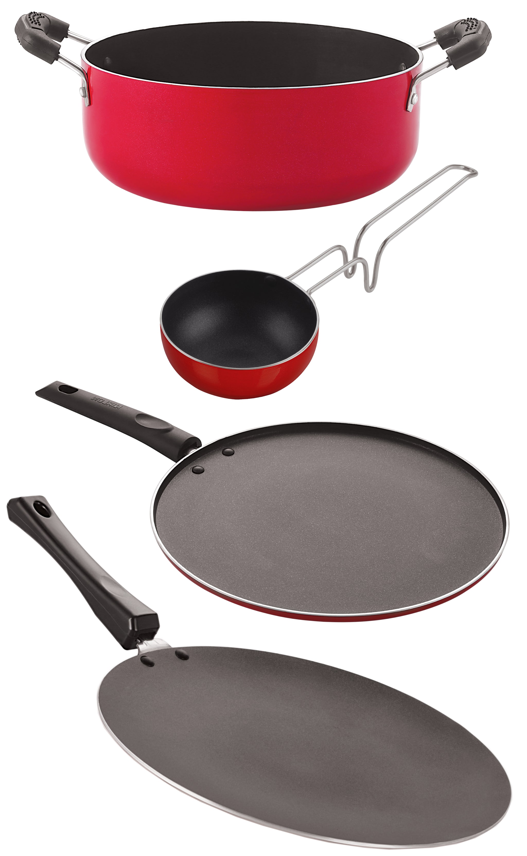 

Nirlon Nonstick PFOA Free Stain Resistance Non-Induction Pots and Pans Gift 4 pcs Set