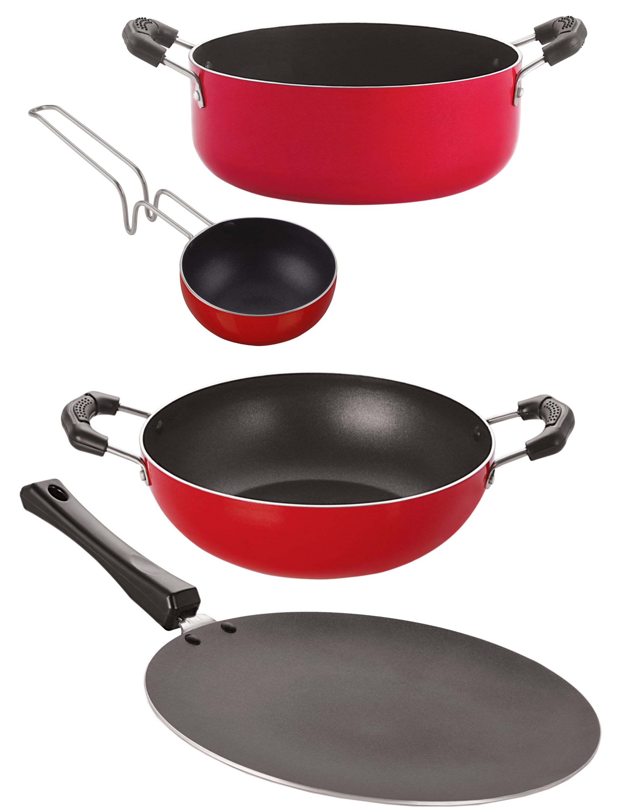 

Nirlon Nonstick Cooking Pan and Pot Utensils Gift Kitchen 4 pcs Sets