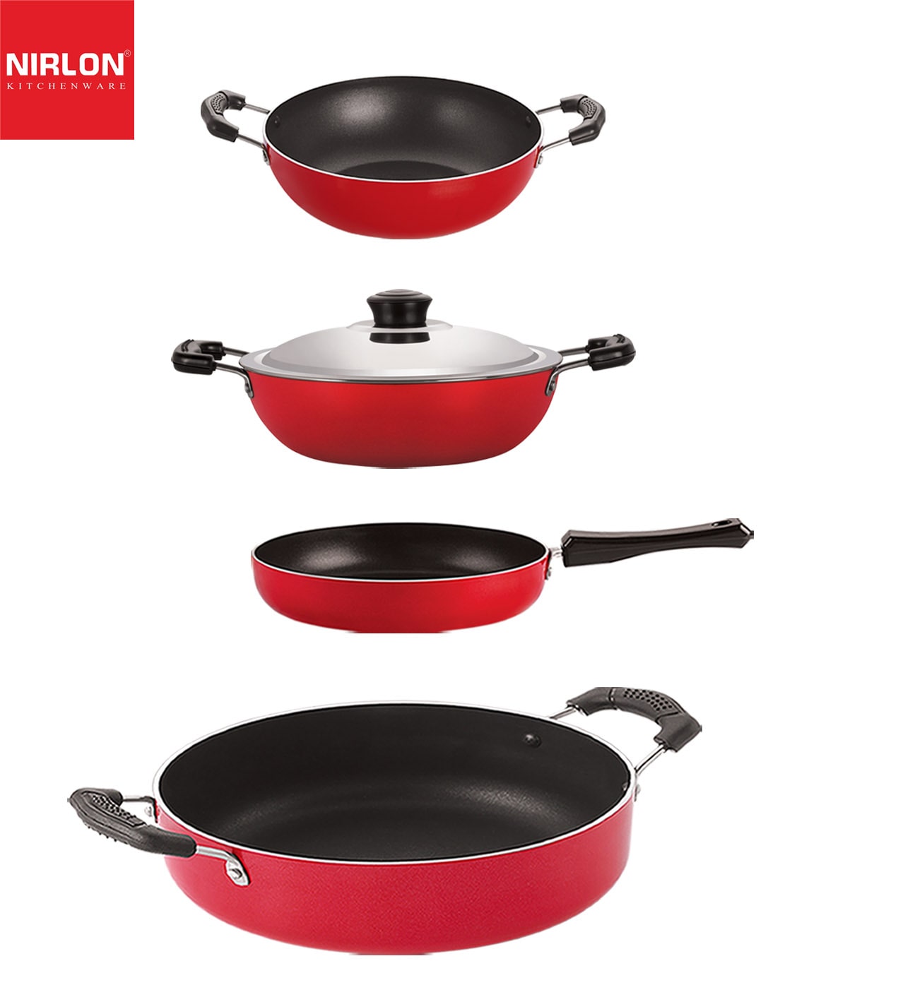 

Nirlon nonstick aluminium utensils Set of 4 pcs for kitchen