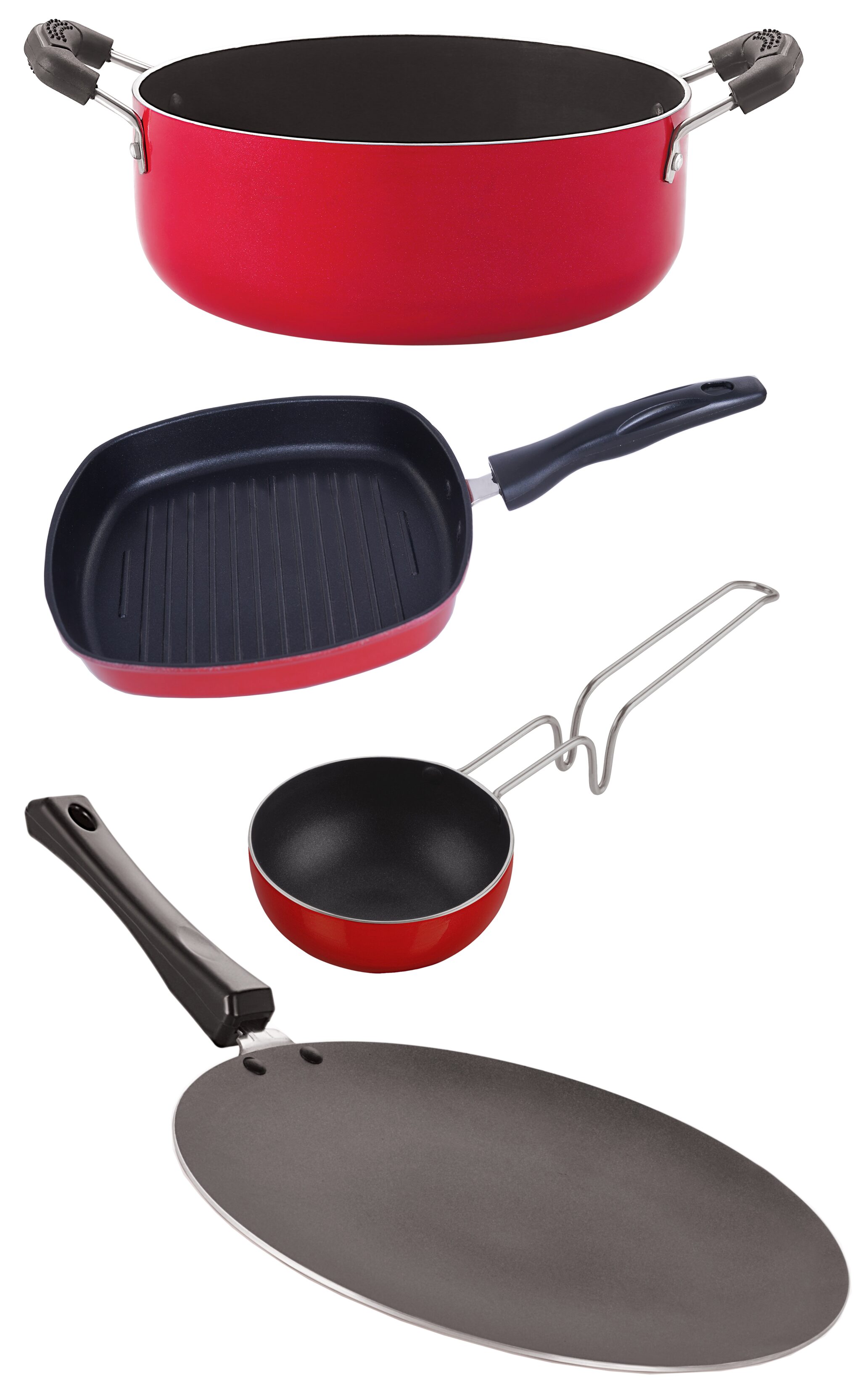 

Nirlon Nonstick Coated Heat Resistance Pfoa Free Aluminium Cookware Gift 4 pcs Set