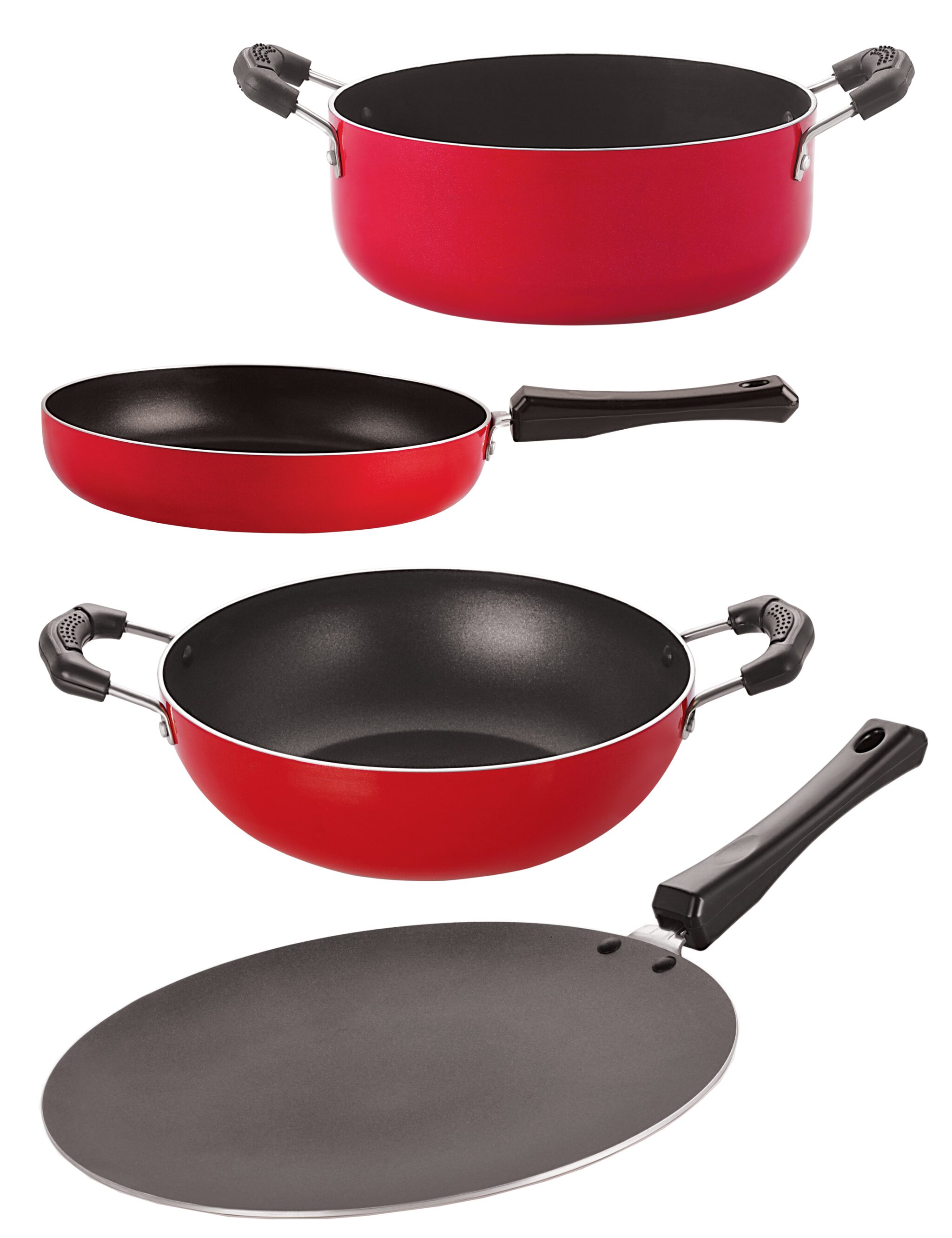 

Nirlon NonStick Cookware Pots Pan Combo Set with Bakelite Handle