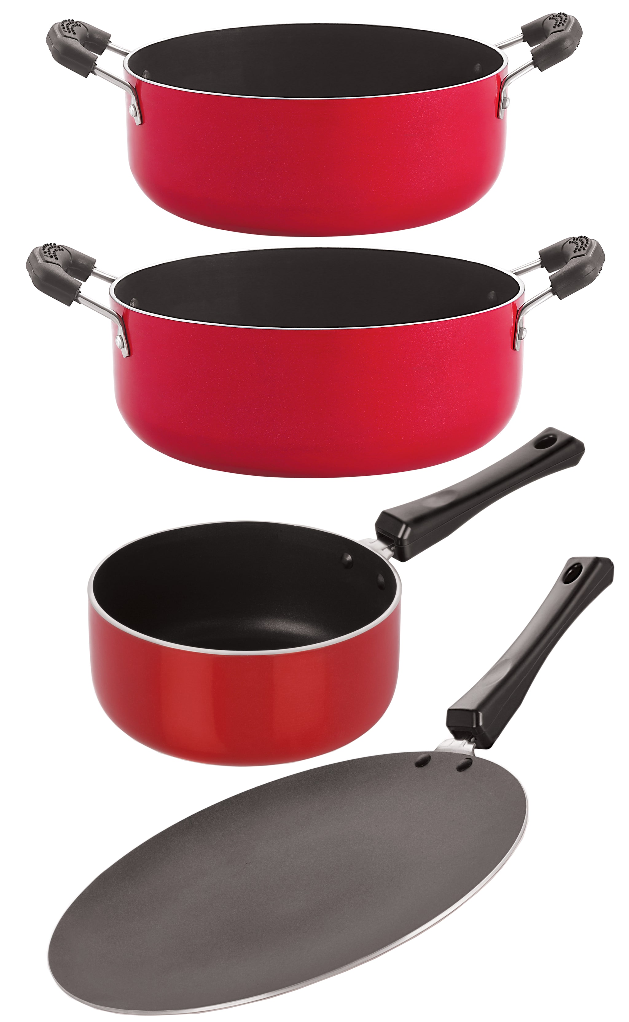 

Nirlon Nonstick Frying Pan and Kadai Gift 4 pcs Set with Bakelite Handle