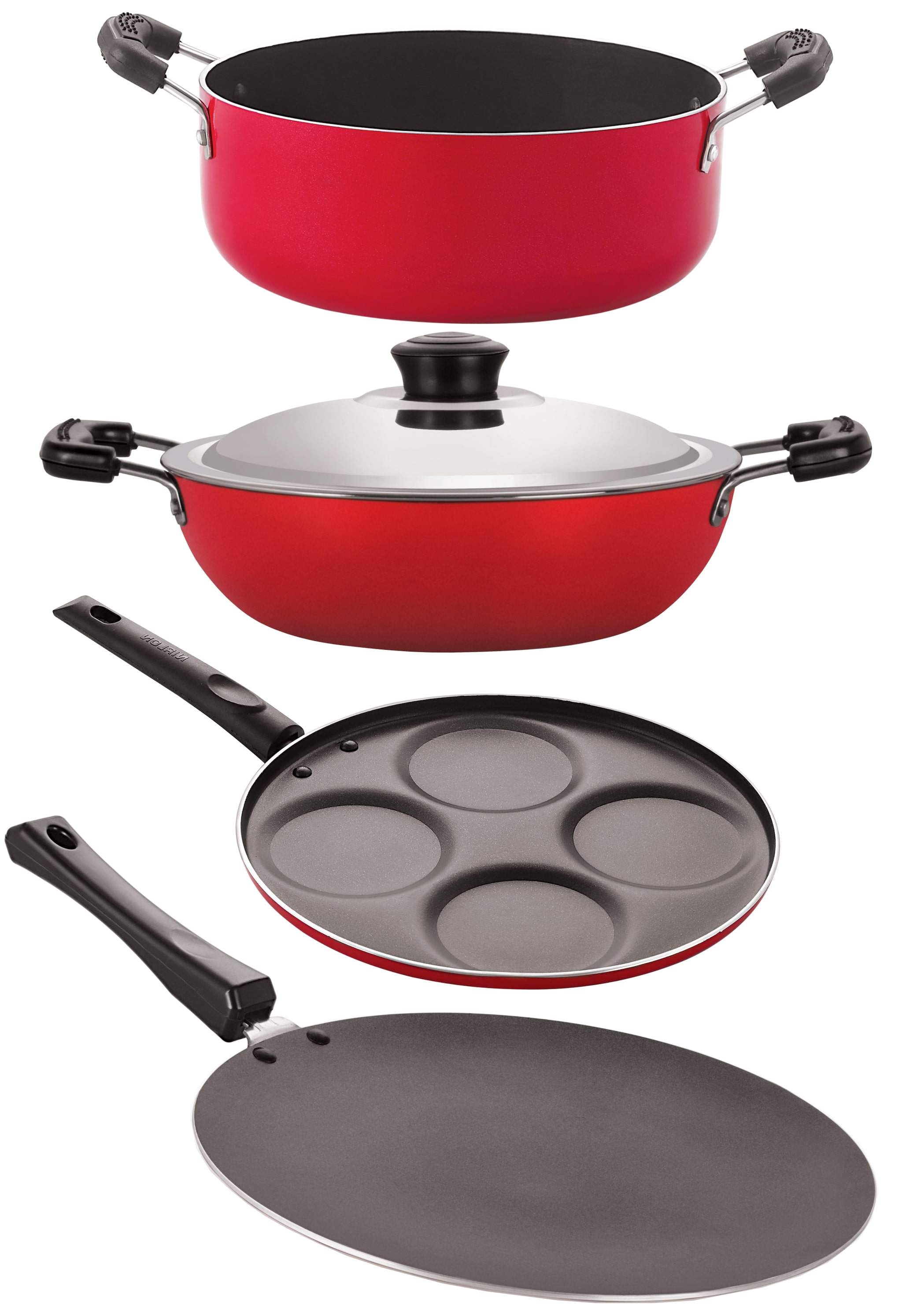 

Nirlon Nonstick PFOA Free Stain Resistance Non-Induction Pots and Pans Gift 4 pcs Set