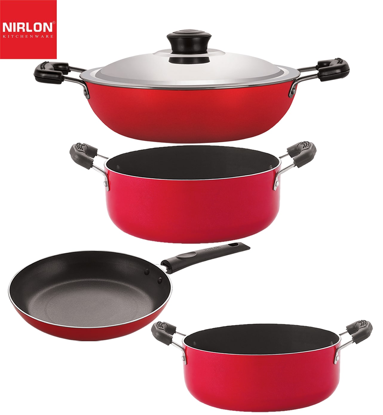 

Nirlon nonstick aluminium utensils Set of 4 pcs for kitchen