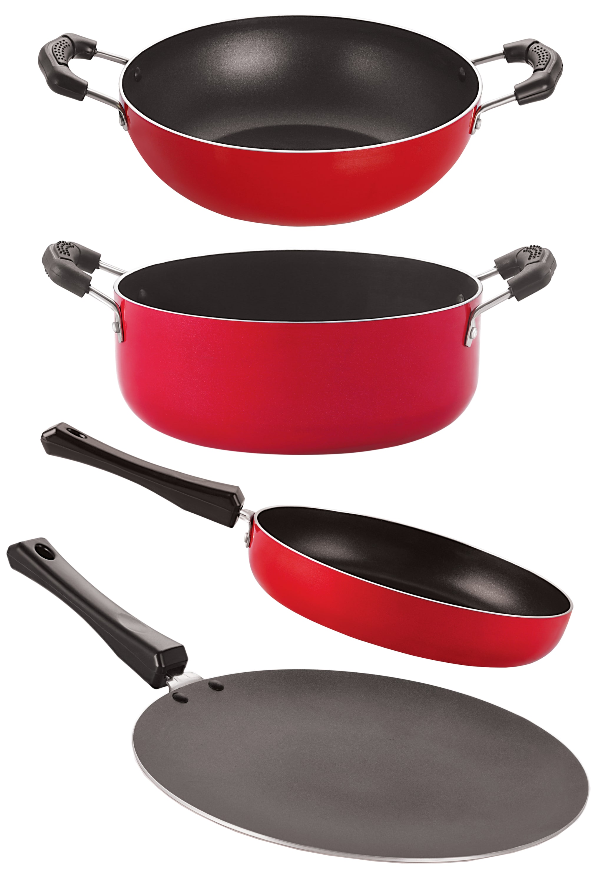 

Nirlon Nonstick Aluminium Cookware 4 pcs Set Red