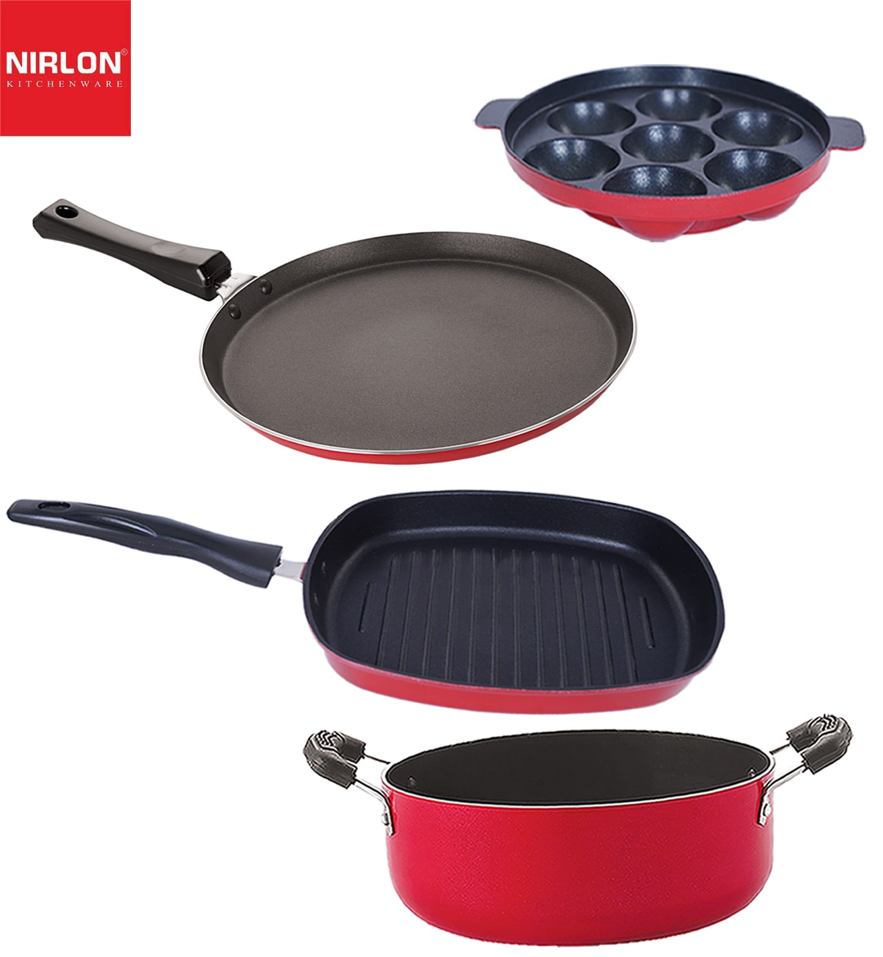

Nirlon nonstick aluminium utensils Set of 4 pcs for kitchen