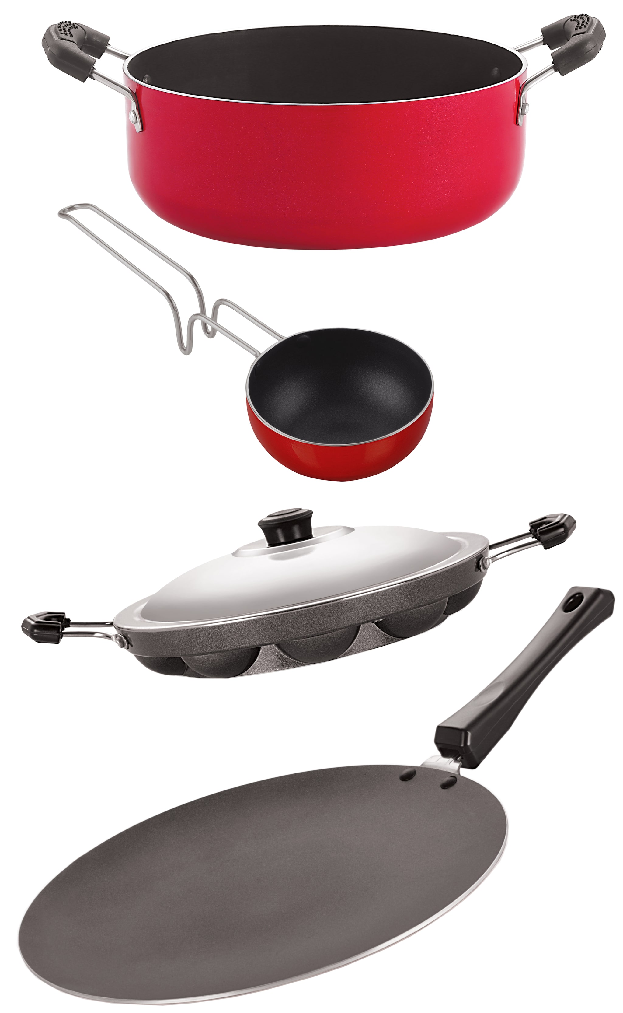 

Nirlon Nonstick Cookware Pots Pan Gift 4 pcs Set with Bakelite Handle