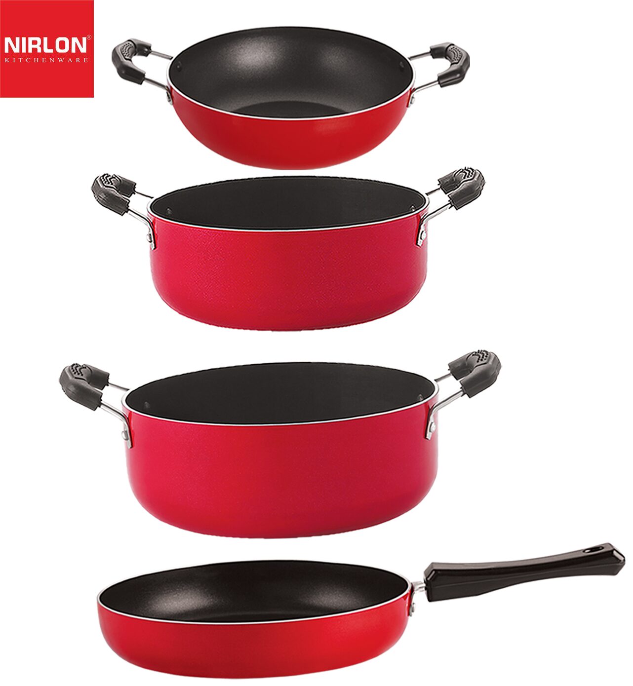 

Nirlon nonstick aluminium utensils Set of 4 pcs for kitchen