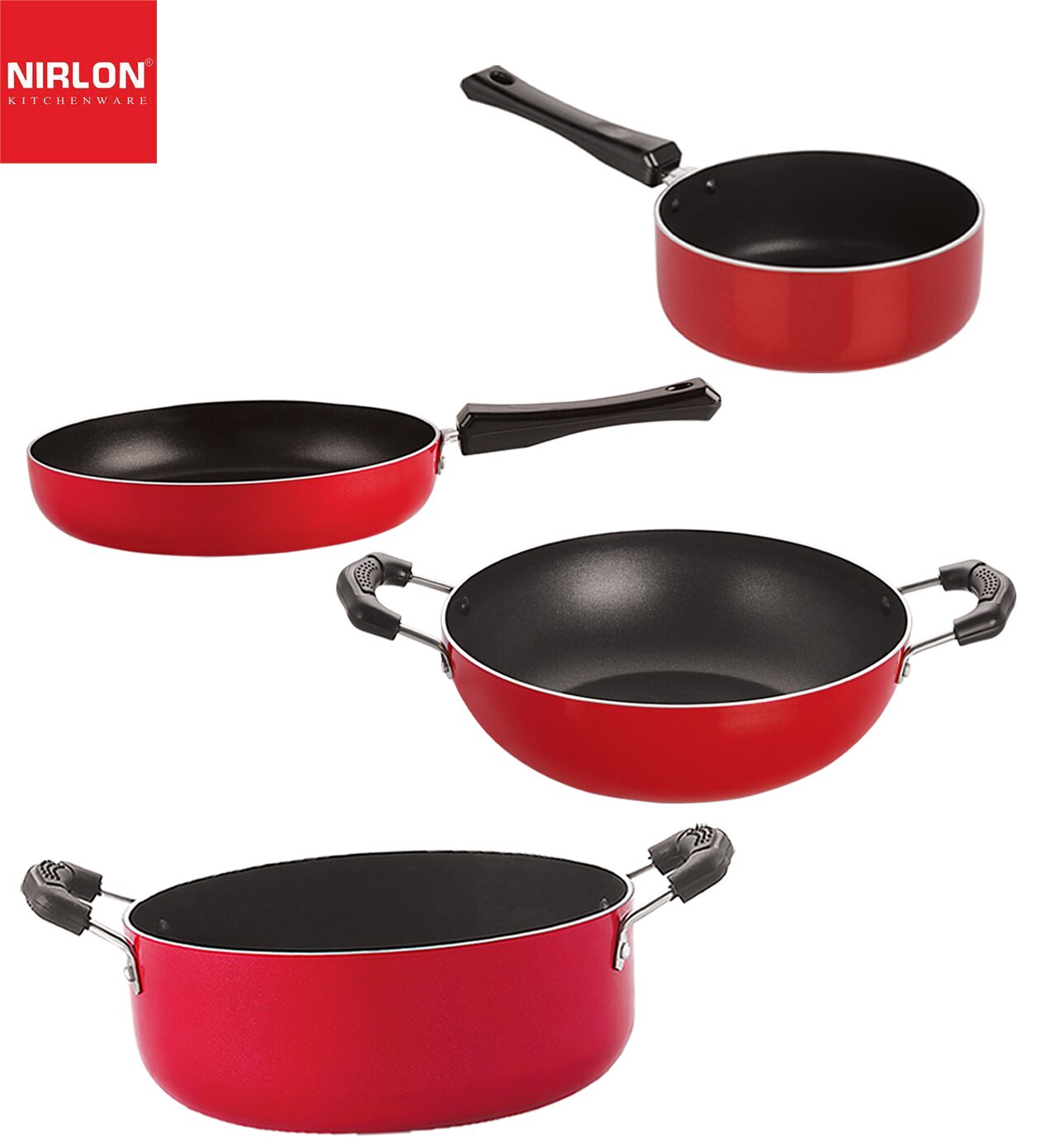 

Nirlon nonstick aluminium utensils Set of 4 pcs for kitchen