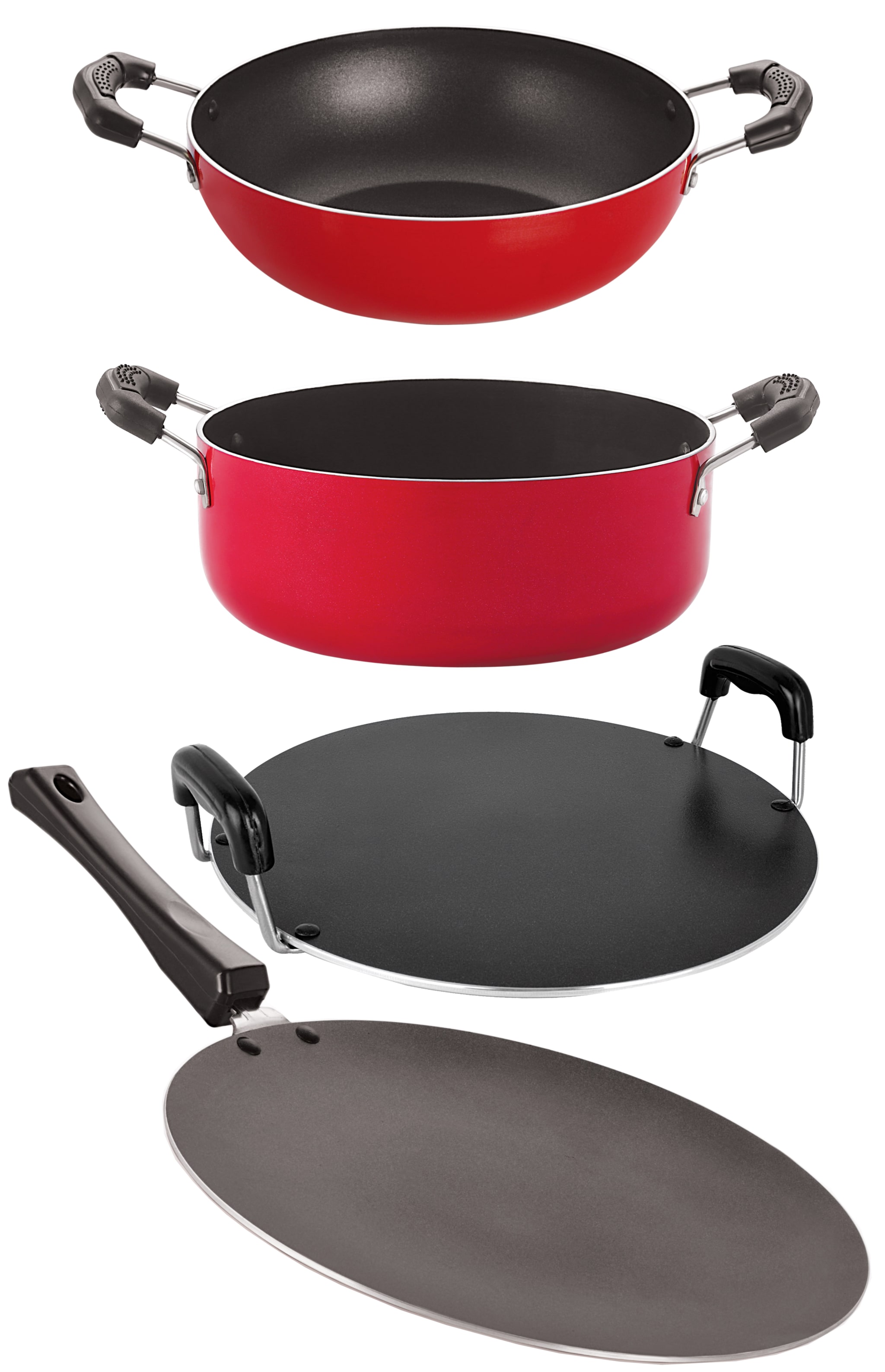 

Nirlon Odor Free 3 Layer Non stick Coating Cookware Gift Item Set with Bakelite Handle CT12 KD11 RT CS24