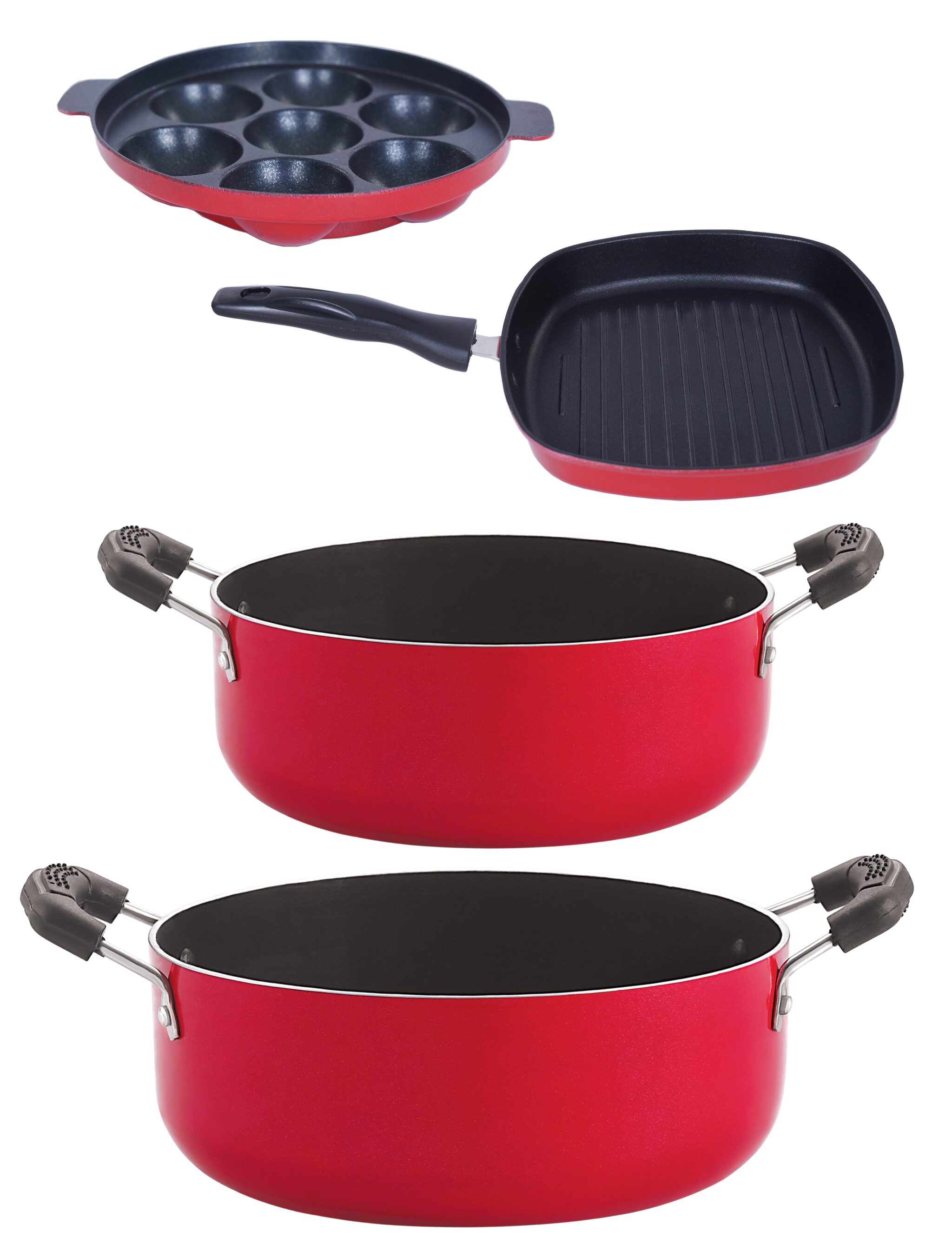 

Nirlon Odor Free 3 Layer Non-Stick Coating Cookware Combo Item Set with Bakelite Handle