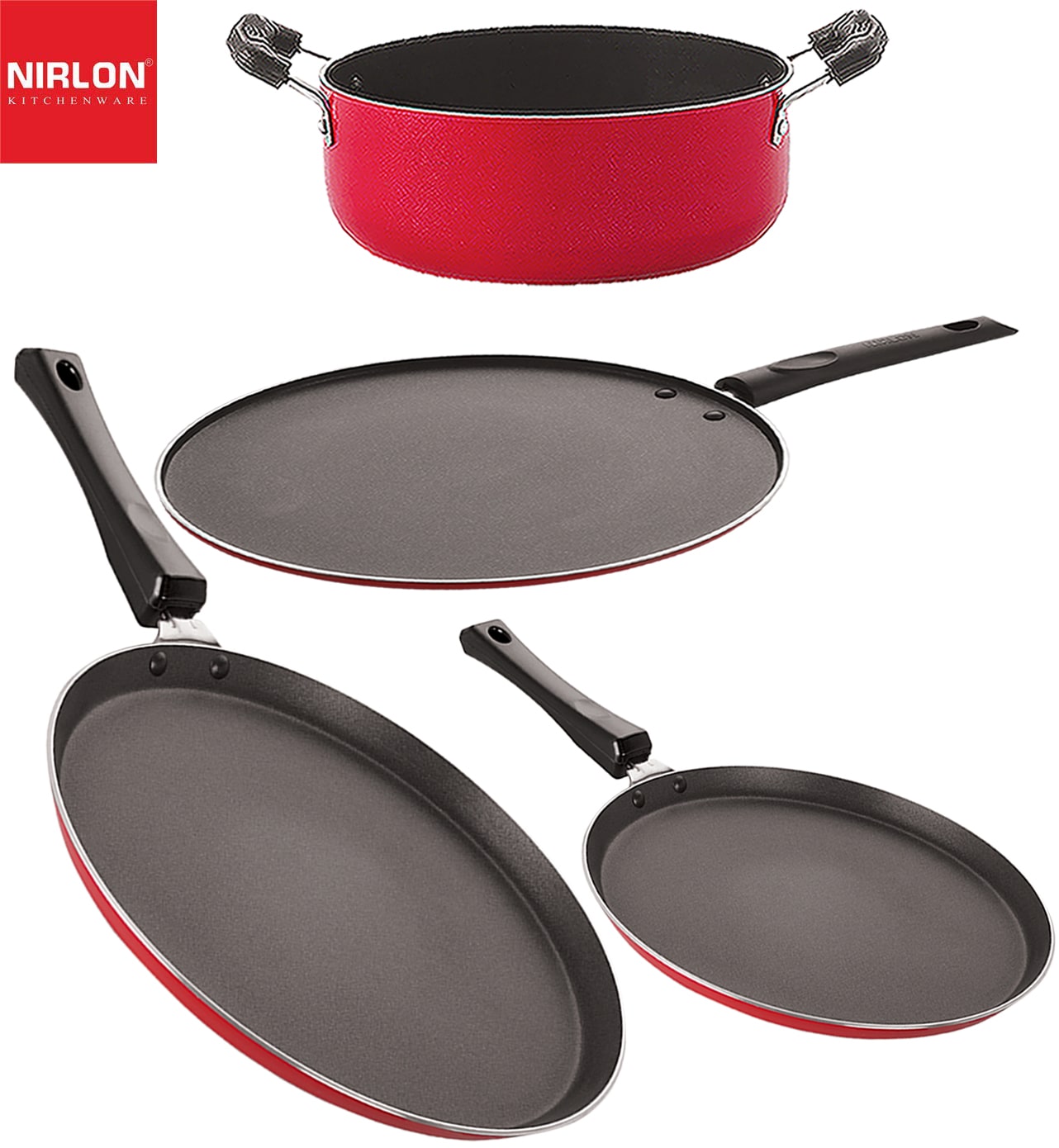 

Nirlon Three Layer Non-Stick Coated Chemical Free Healthy Kitchenware Utensil Gift Set of 4 pcs