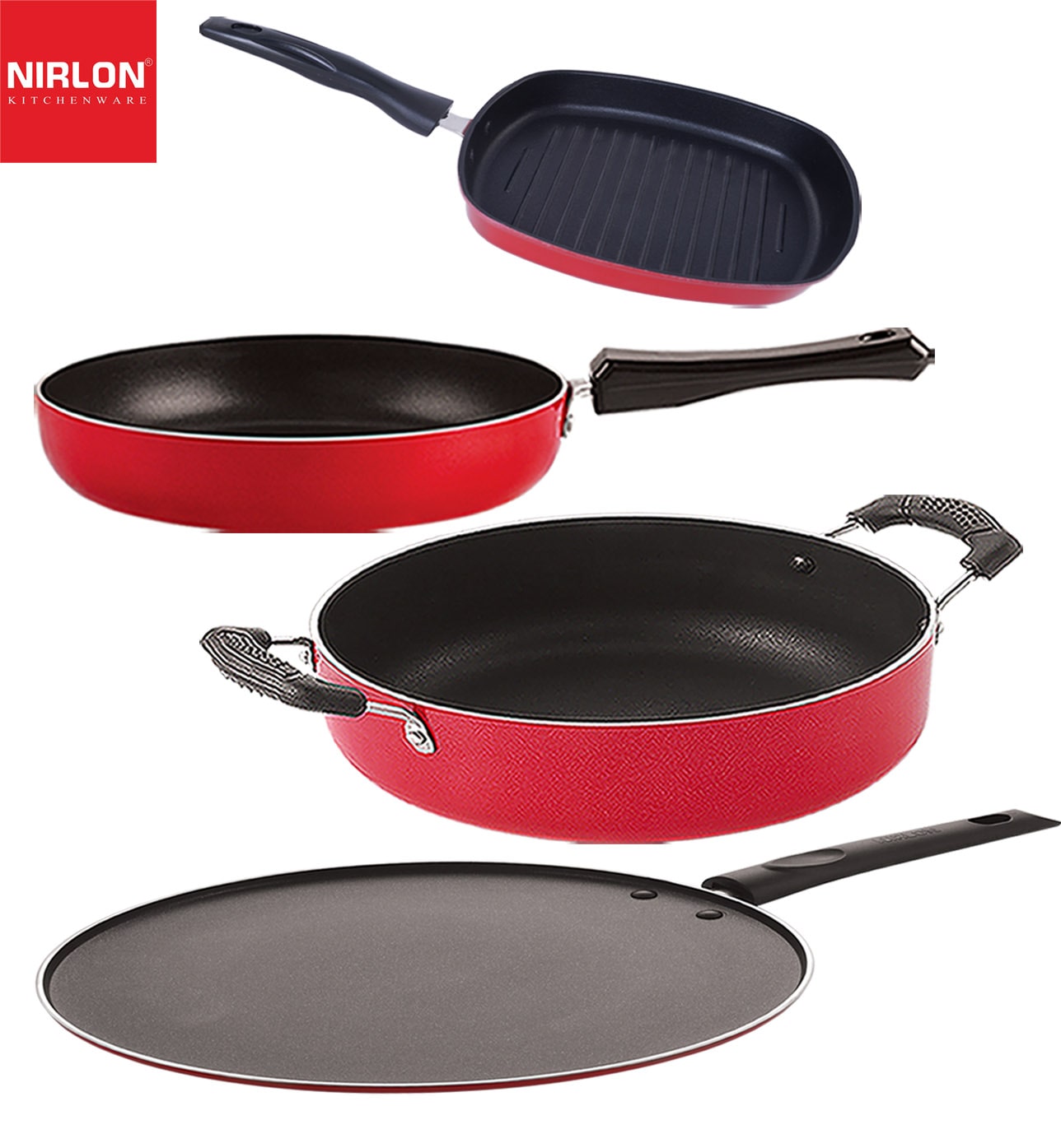 

Nirlon Three Layer Non-Stick Coated Chemical Free Healthy Kitchenware Utensil Gift Set of 4 pcs