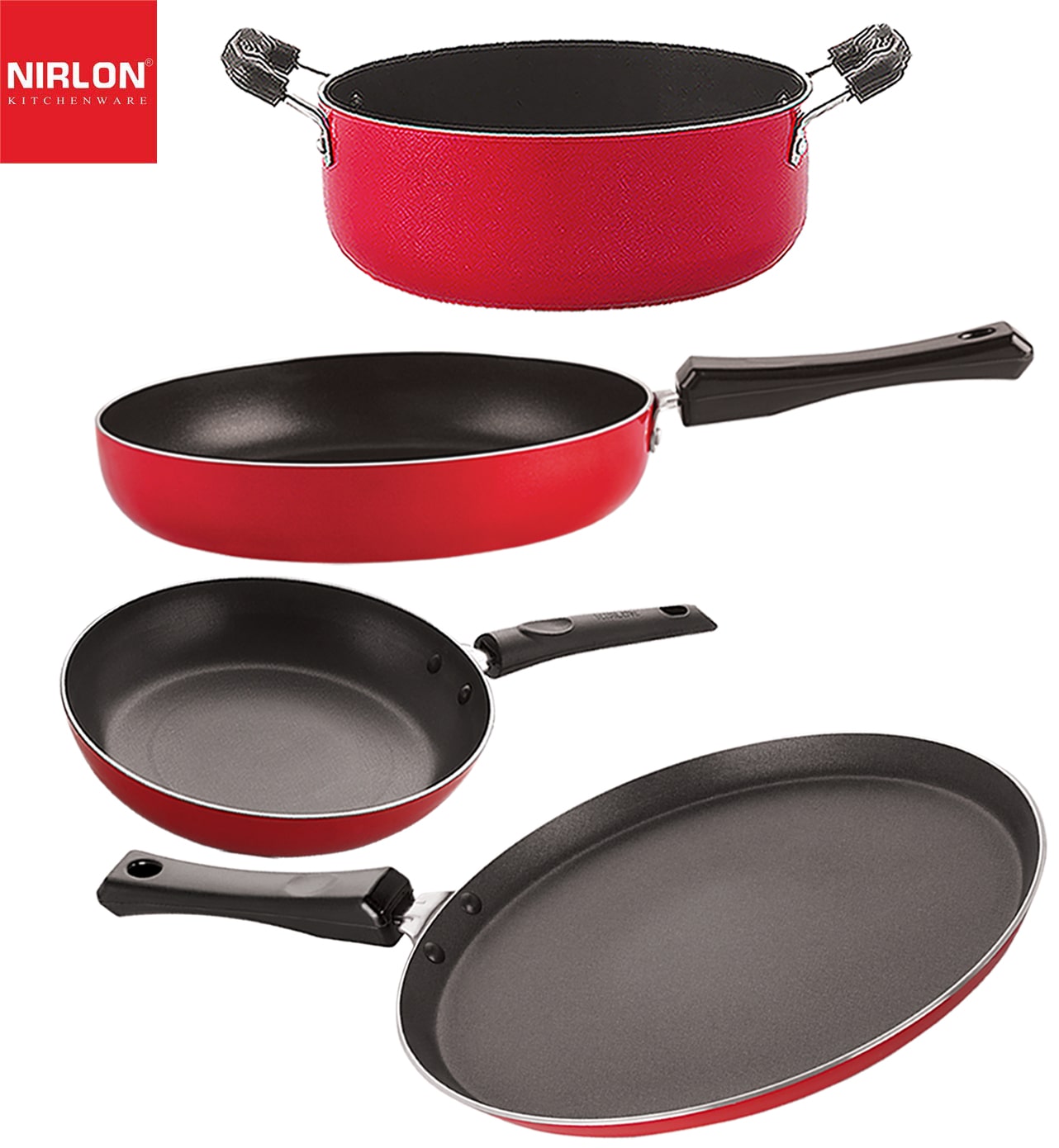 

Nirlon Three Layer Non-Stick Coated Chemical Free Healthy Kitchenware Utensil Gift Set of 4 pcs