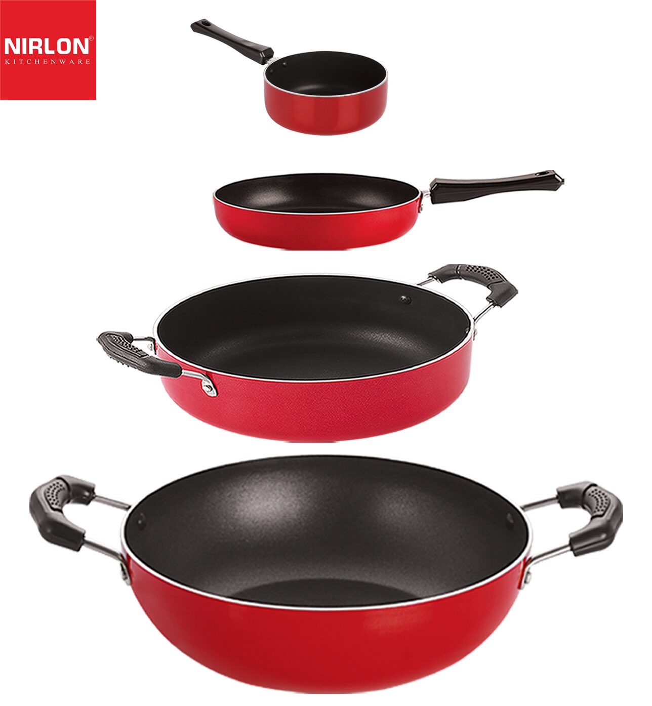 

Nirlon Three Layer Non-Stick Coated Chemical Free Healthy Kitchenware Utensil Gift Set of 4 pcs