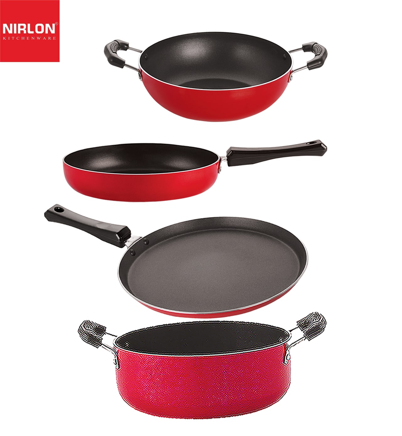 

Nirlon Three Layer Non-Stick Coated Chemical Free Healthy Kitchenware Utensil Gift Set of 4 pcs
