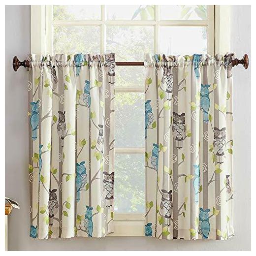 

No 918 Hoot Owl Print Kitchen Curtain Tier Pair 56 x (56 x 36 Mocha Brown)