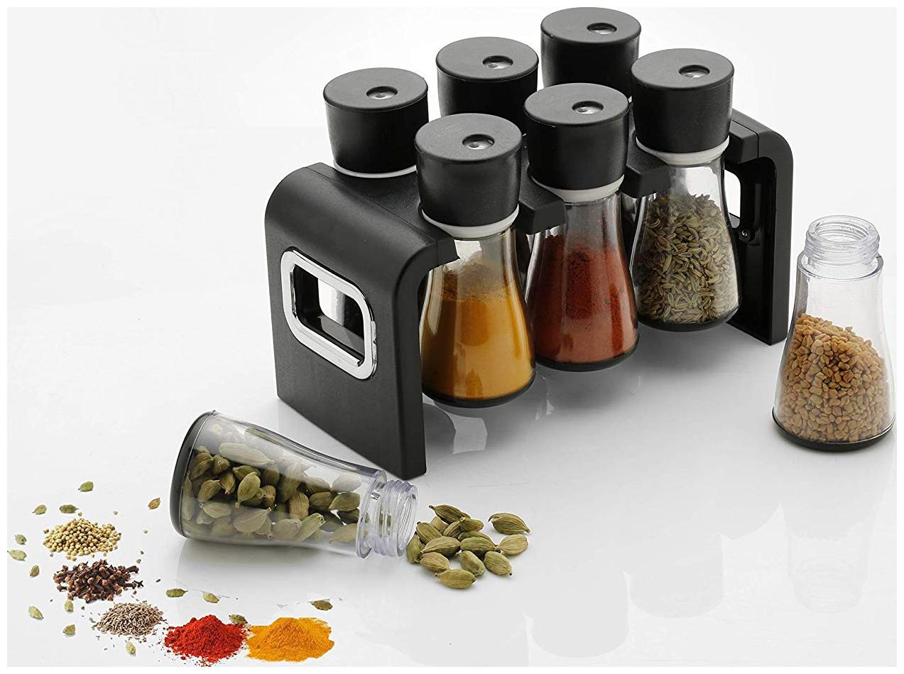 

Nueva Plastic Multipurpose Stackable and Space Savvy Spice Rack for Kitchen (Set of 6 Jar)